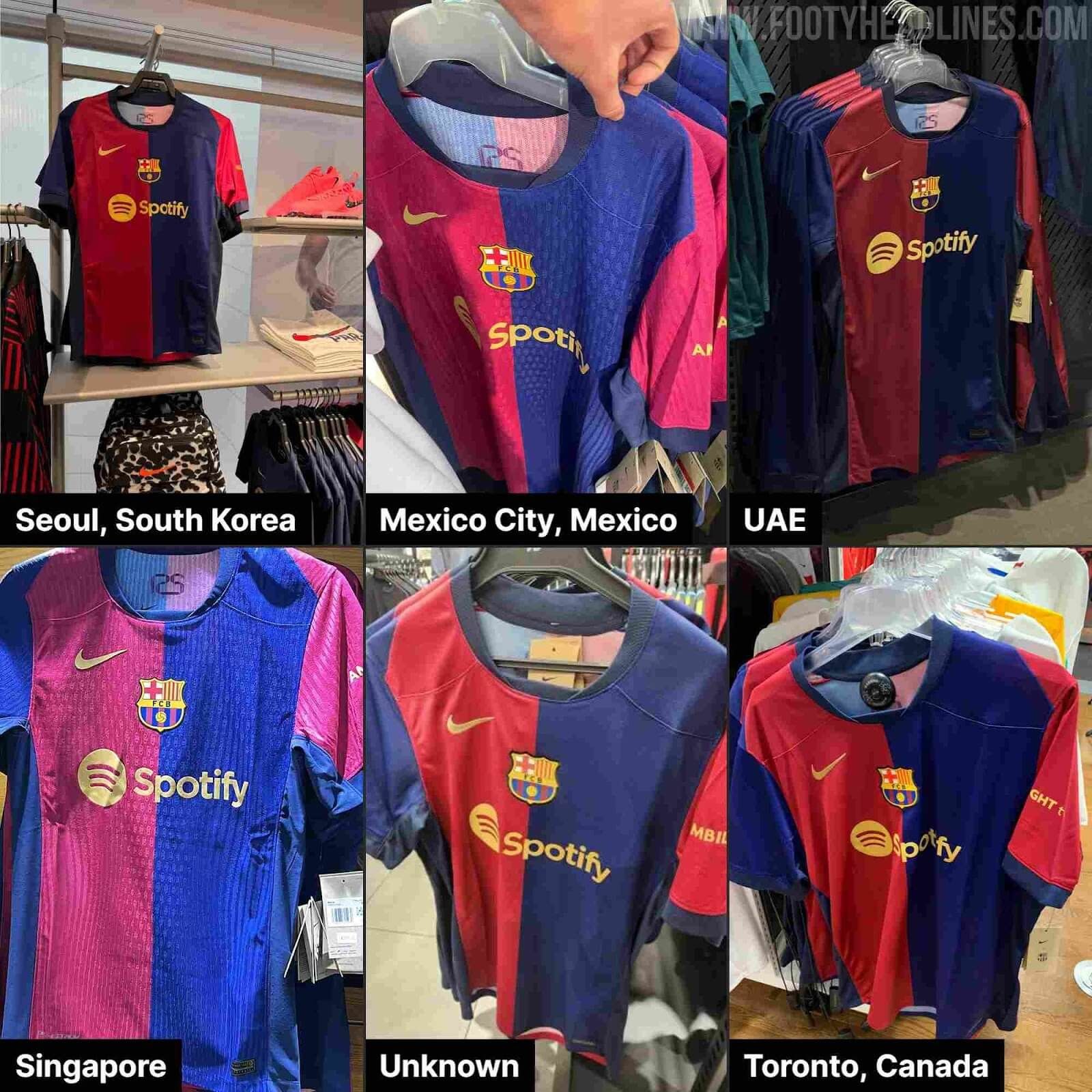  La nueva camiseta del Barcelona, a la venta en varios países (Fotos: Footy Headlines).