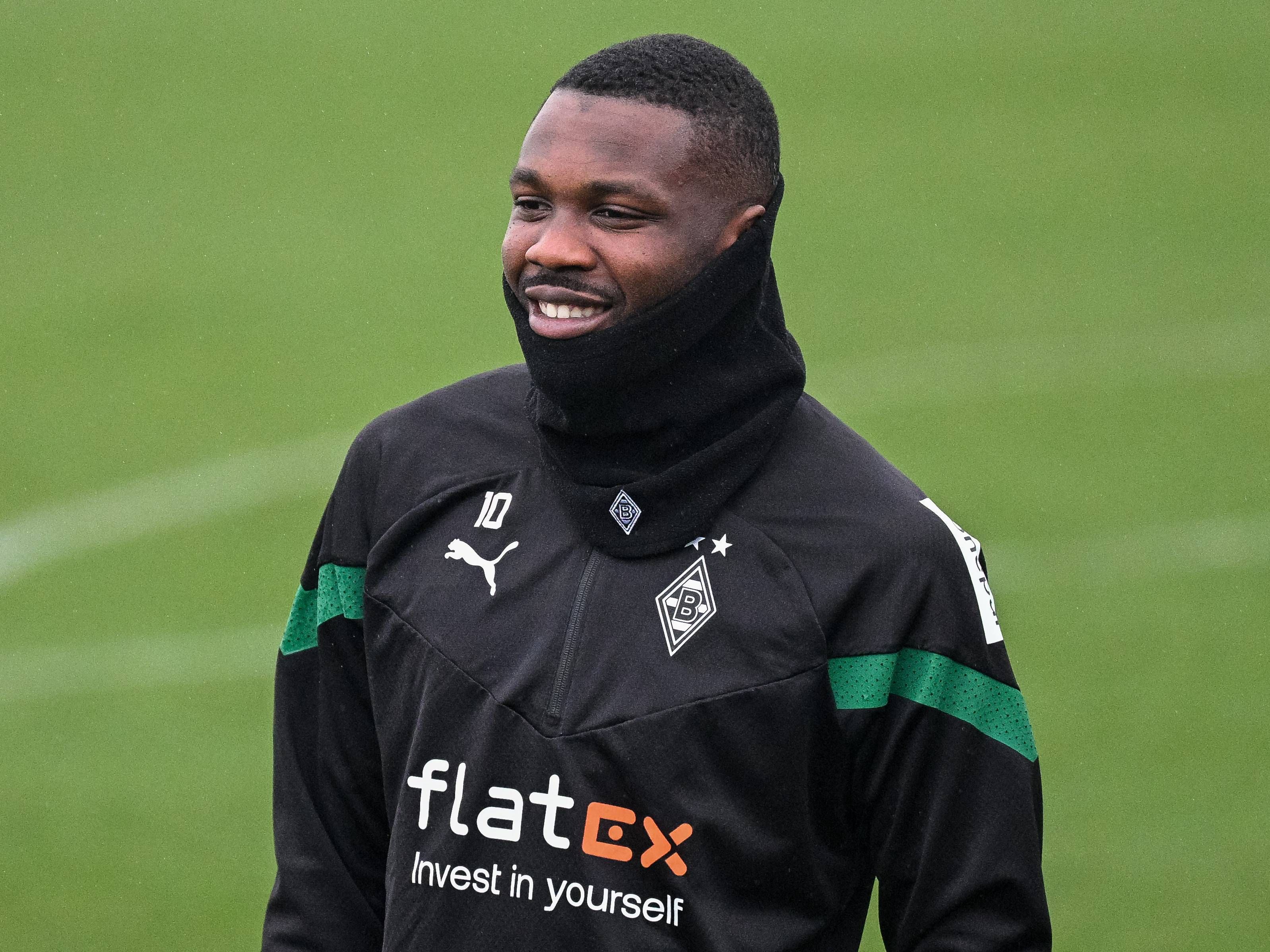  Marcus Thuram, pretendido por Joan Laporta, en un entrenamiento con el Borussia Monchengladbach.