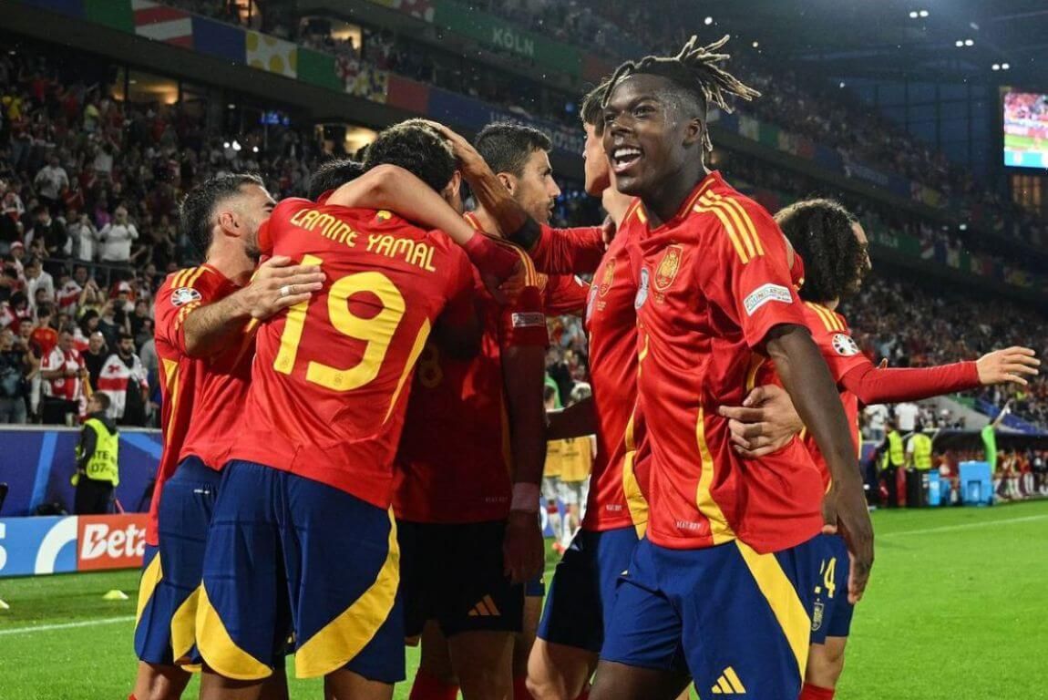  La celebración del gol de Nico Williams a Georgia en la Eurocopa de Alemania.