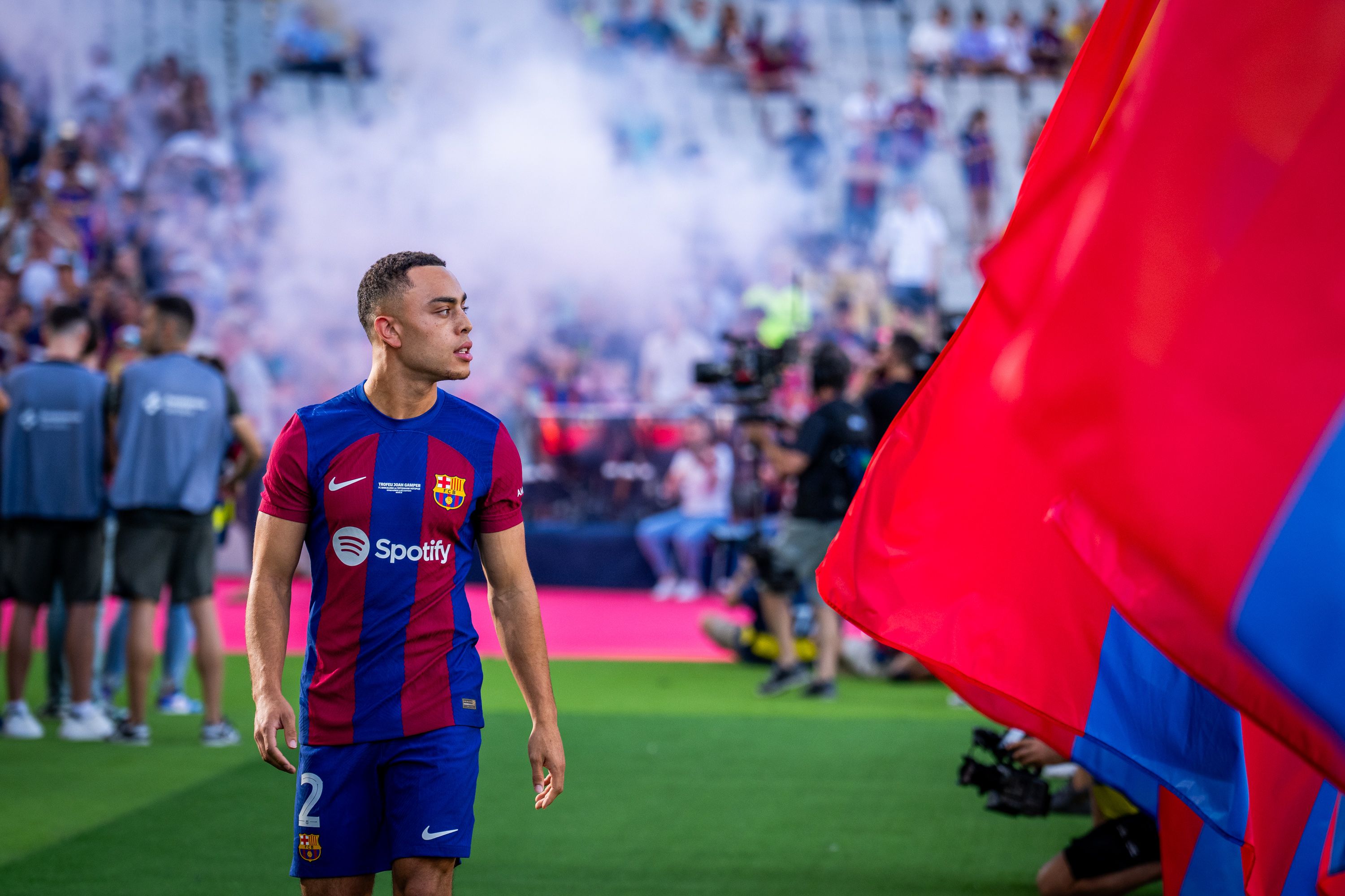  Sergiño Dest, en un partido de pretemporada con el Barça.
