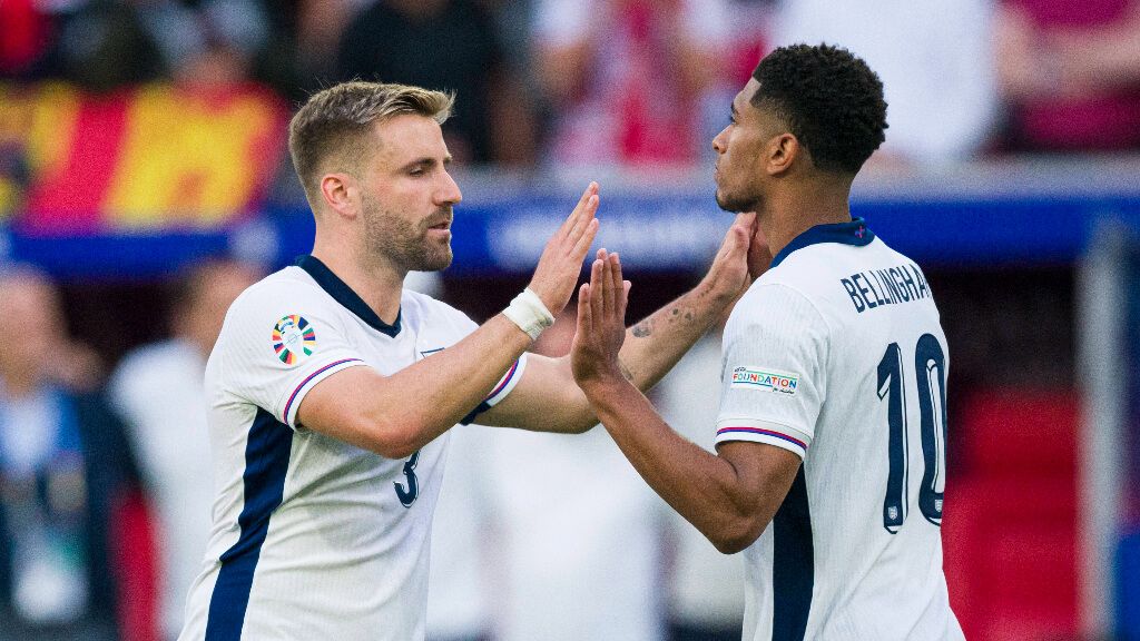 Luke Shaw y Jude Bellingham durante el partido frente a Suiza (Fuente: Cordon Press)