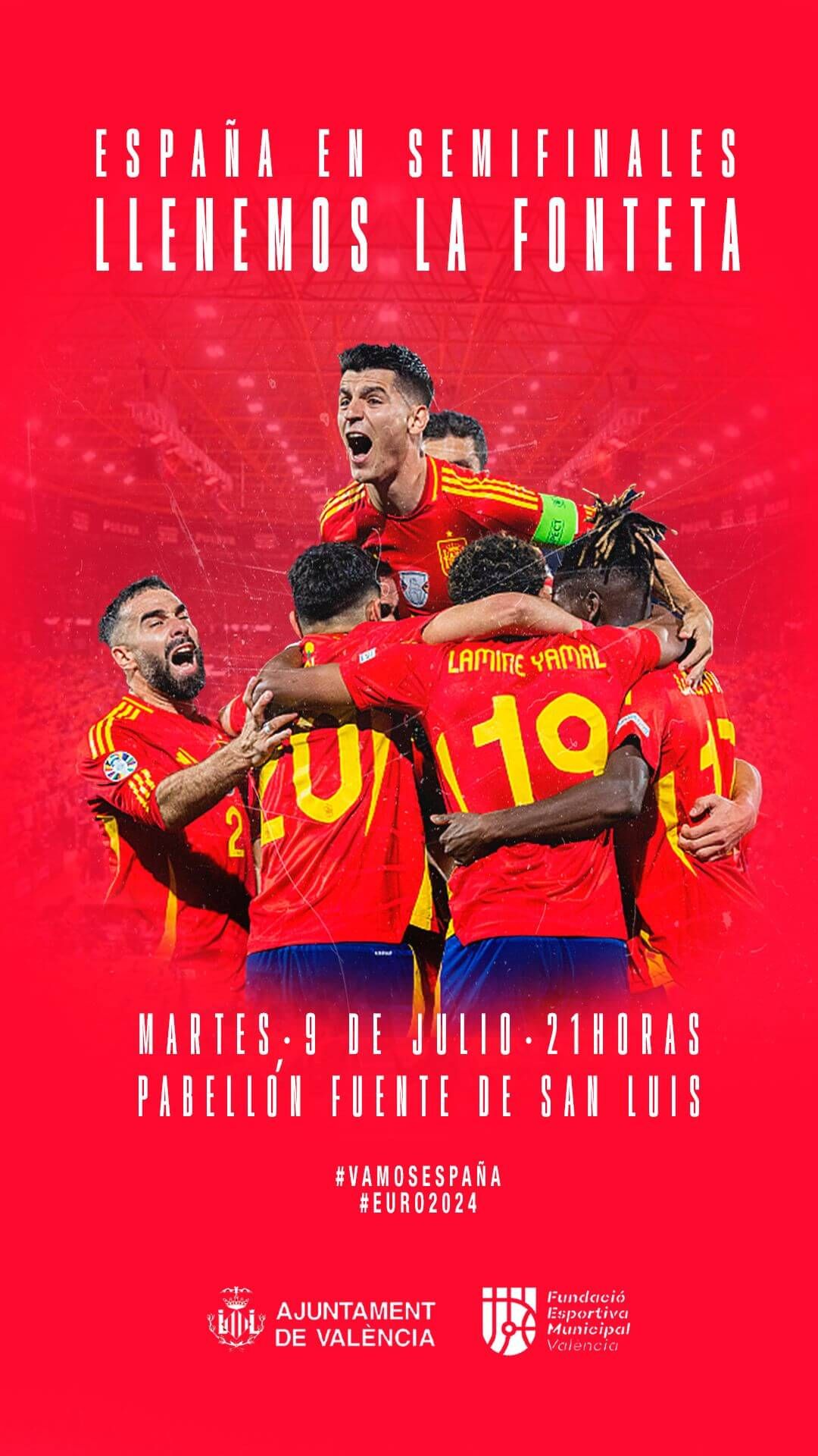  Valencia abre la Fuente de San Luis para ver la semifinal España-Francia de la Eurocopa