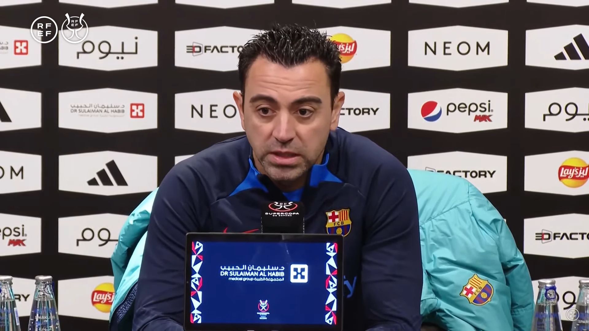 Xavi Hernández, en sala de prensa en la Supercopa de España.