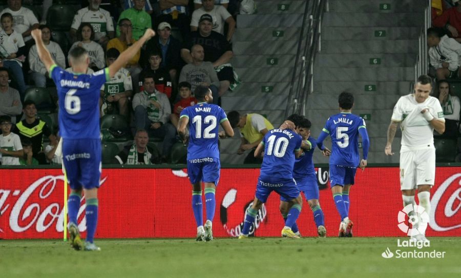  Los jugadores del Getafe celebran un gol en Elche.