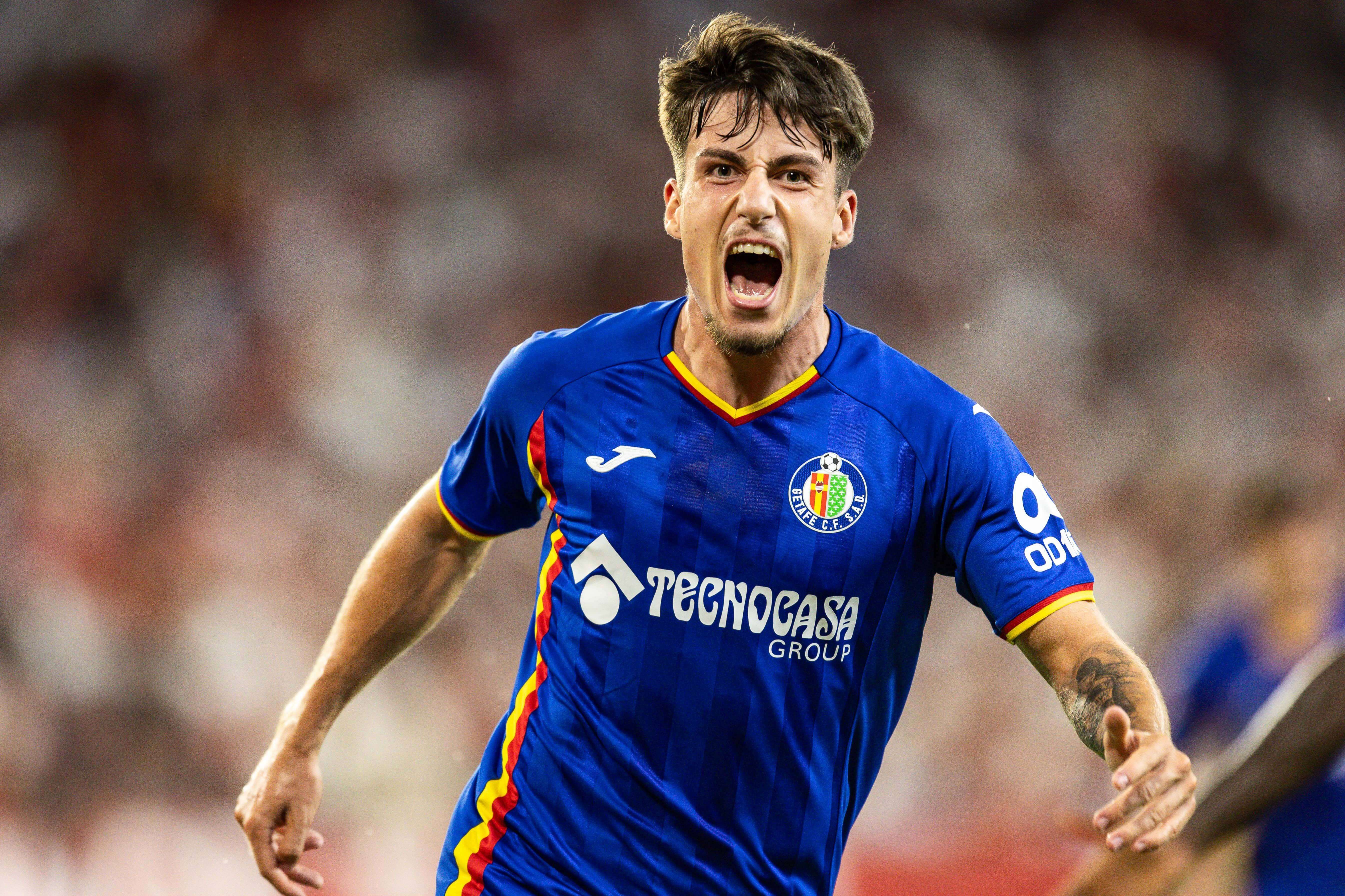  Adrián Liso celebra su segundo gol en el Sevilla - Getafe.