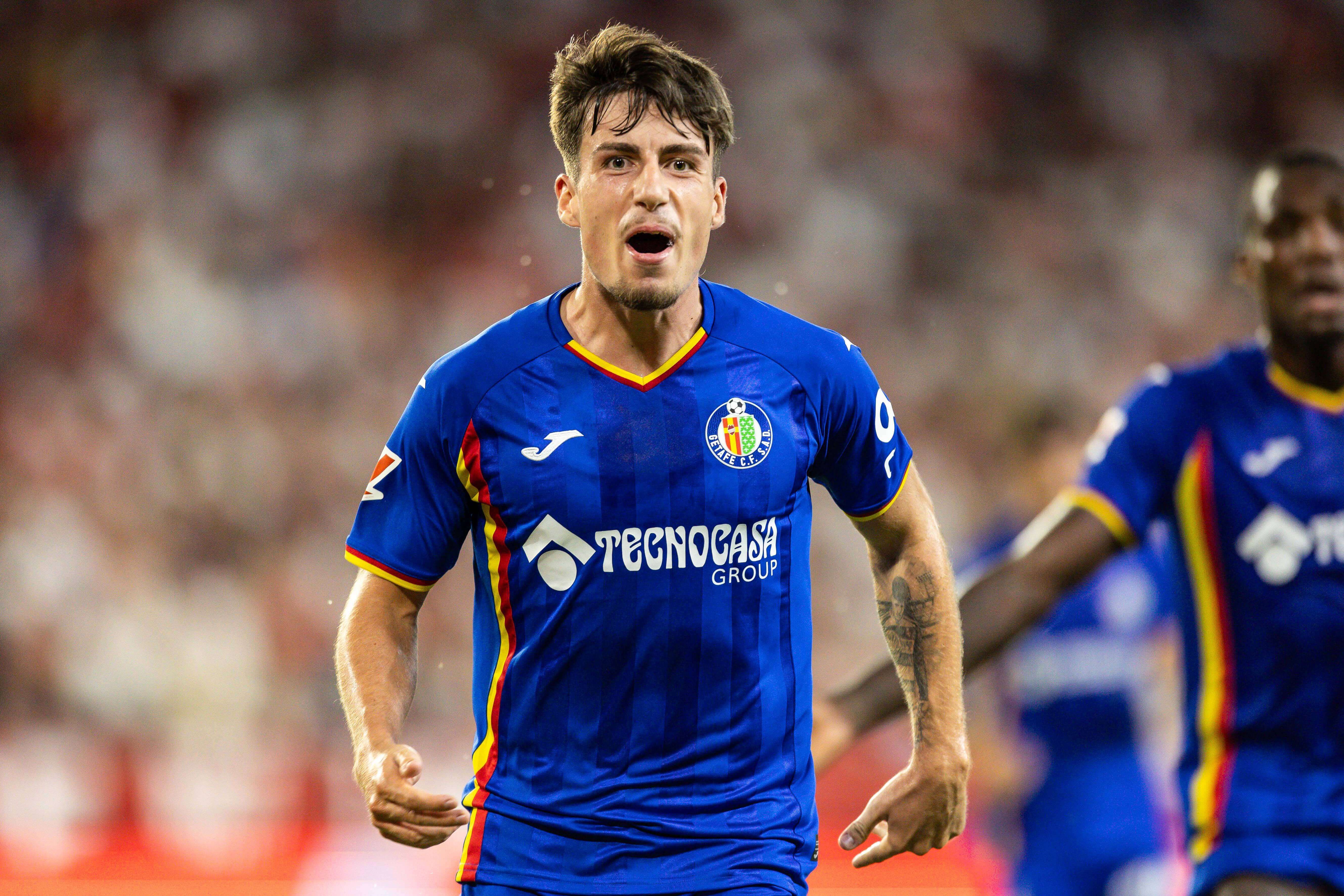 Adrián Liso celebra su segundo gol en el Sevilla - Getafe.
