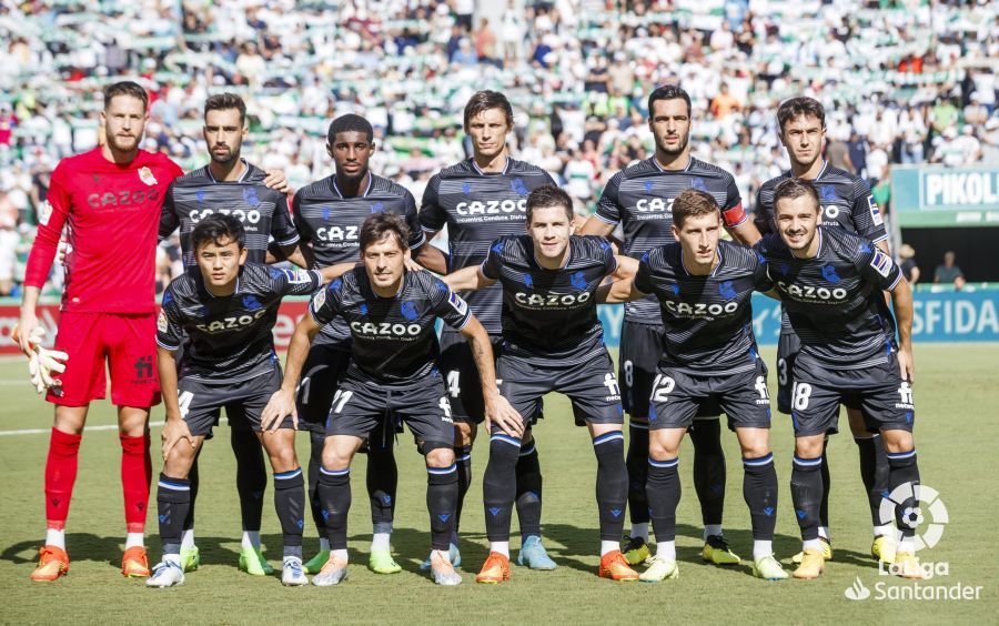 El once de la Real Sociedad ante el Elche en el Martínez Valero.