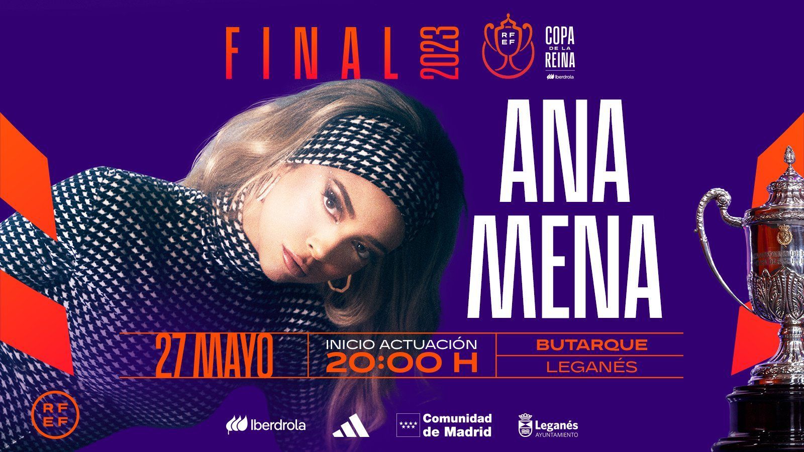 Ana Mena actuará antes de la final de la Copa de la Reina en Leganés.