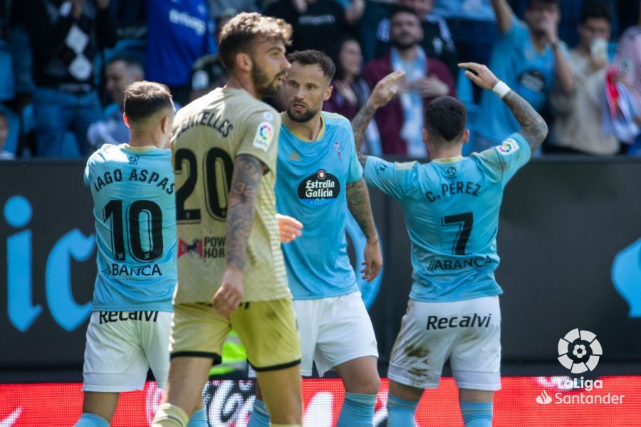  Celebración del gol de Carles Pérez en el Celta - Almería.
