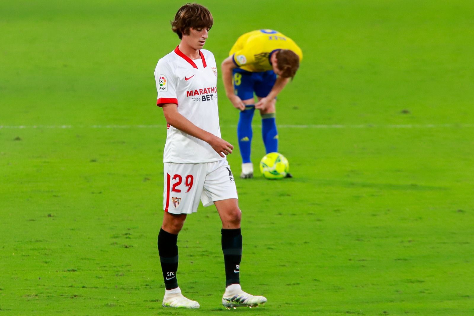 Bryan Gil, en su último partido con el Sevilla.