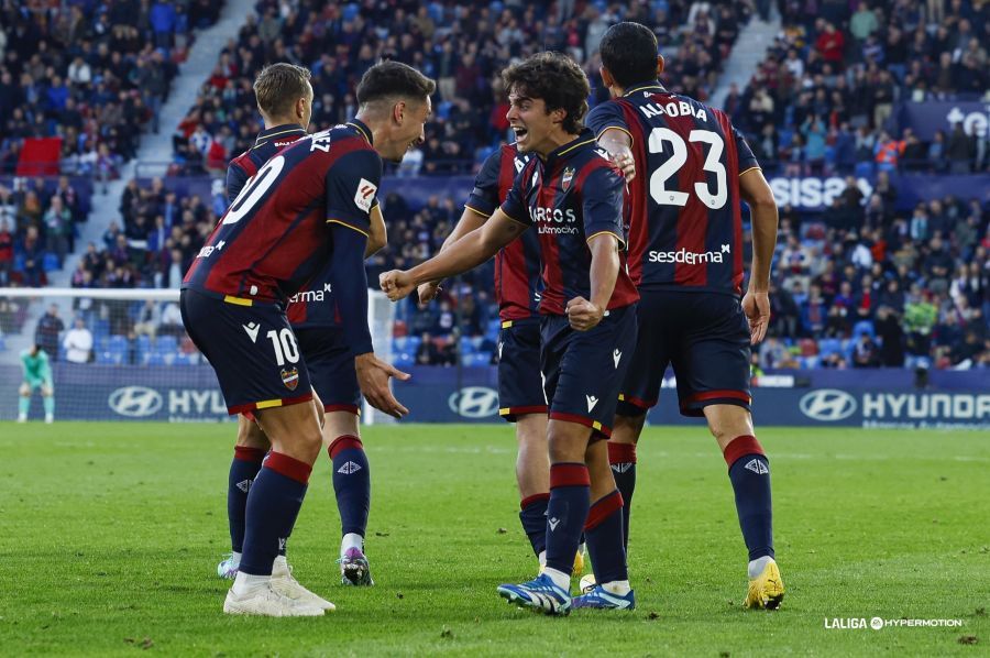  Carlos Álvarez celebra junto a Pablo Martínez su gol ante el Huesca.
