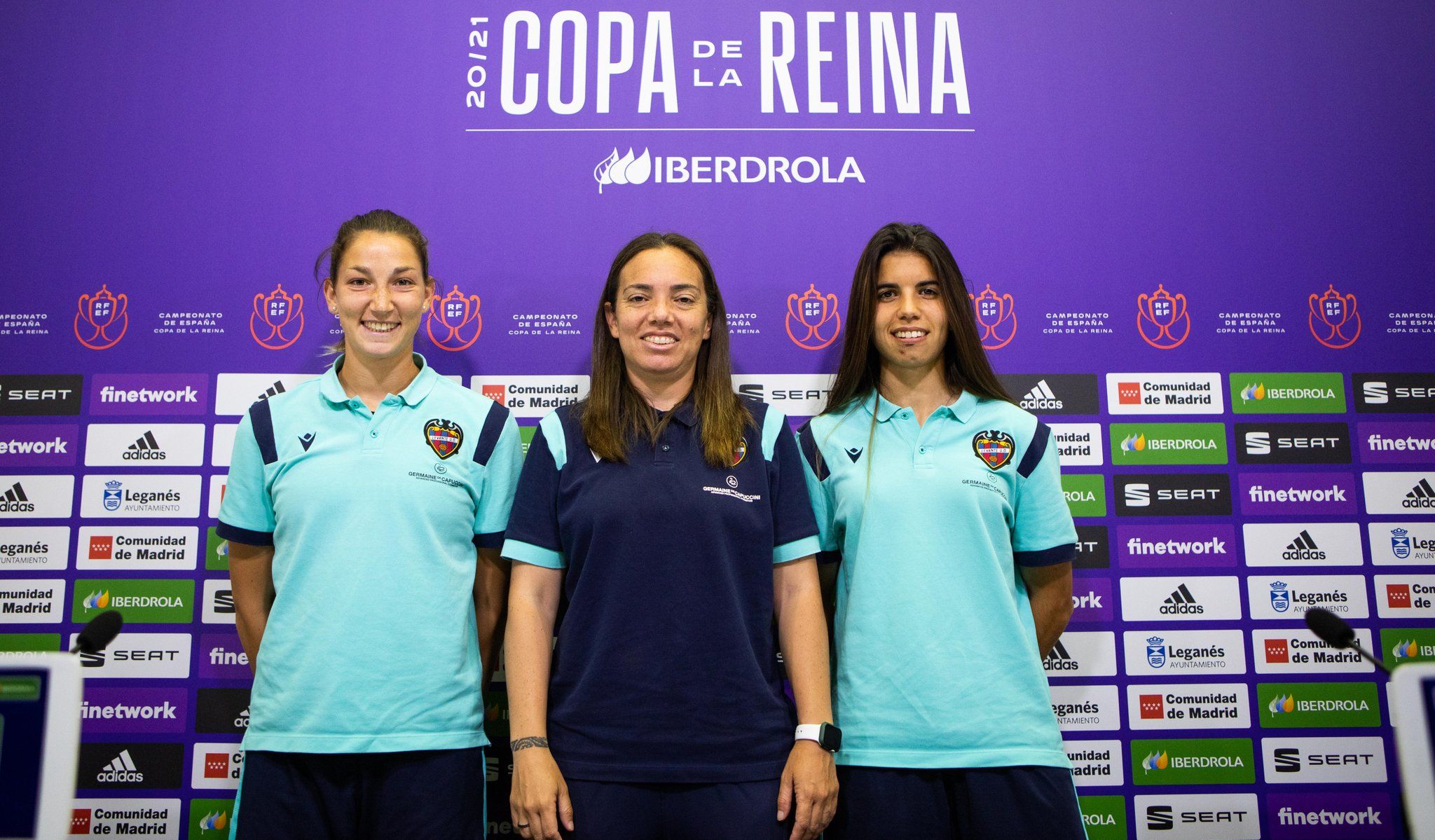Cometti, María Pry y Alba Redondo en la rueda de prensa previa a las semifinales de la Copa de la Reina.
