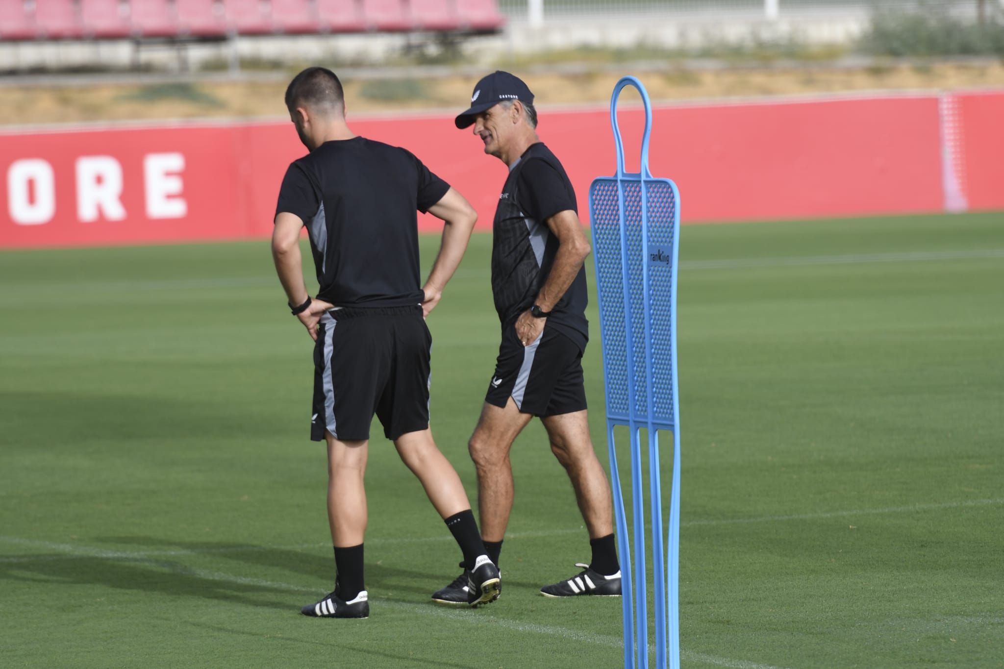 Mendilibar, en el entrenamiento previo al debut liguero.