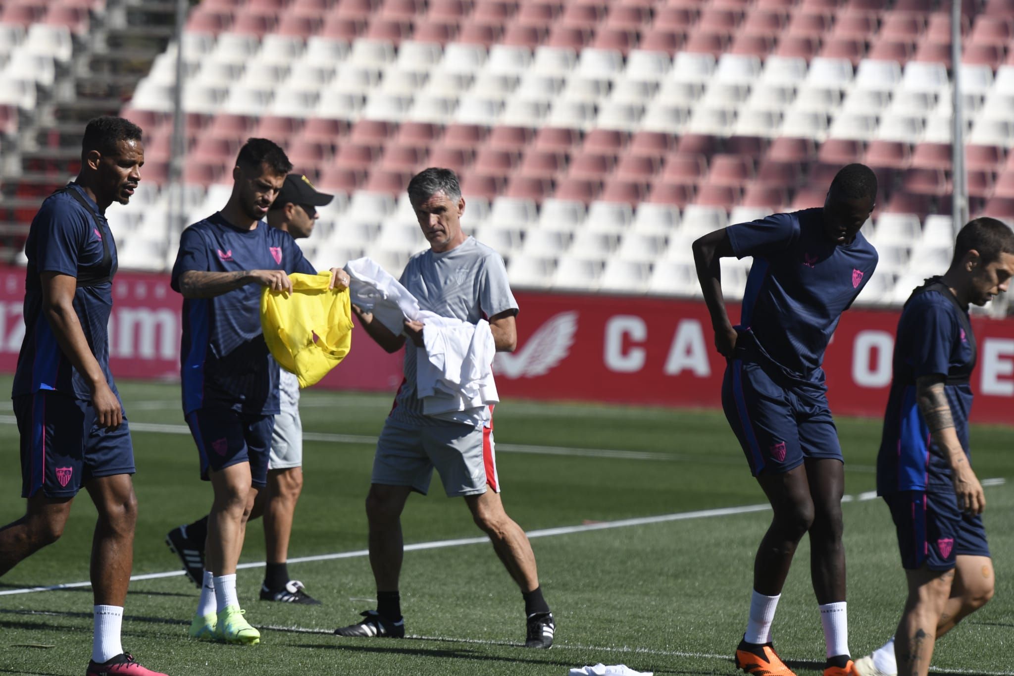 Mendilibar, en el entrenamiento de este miércoles.