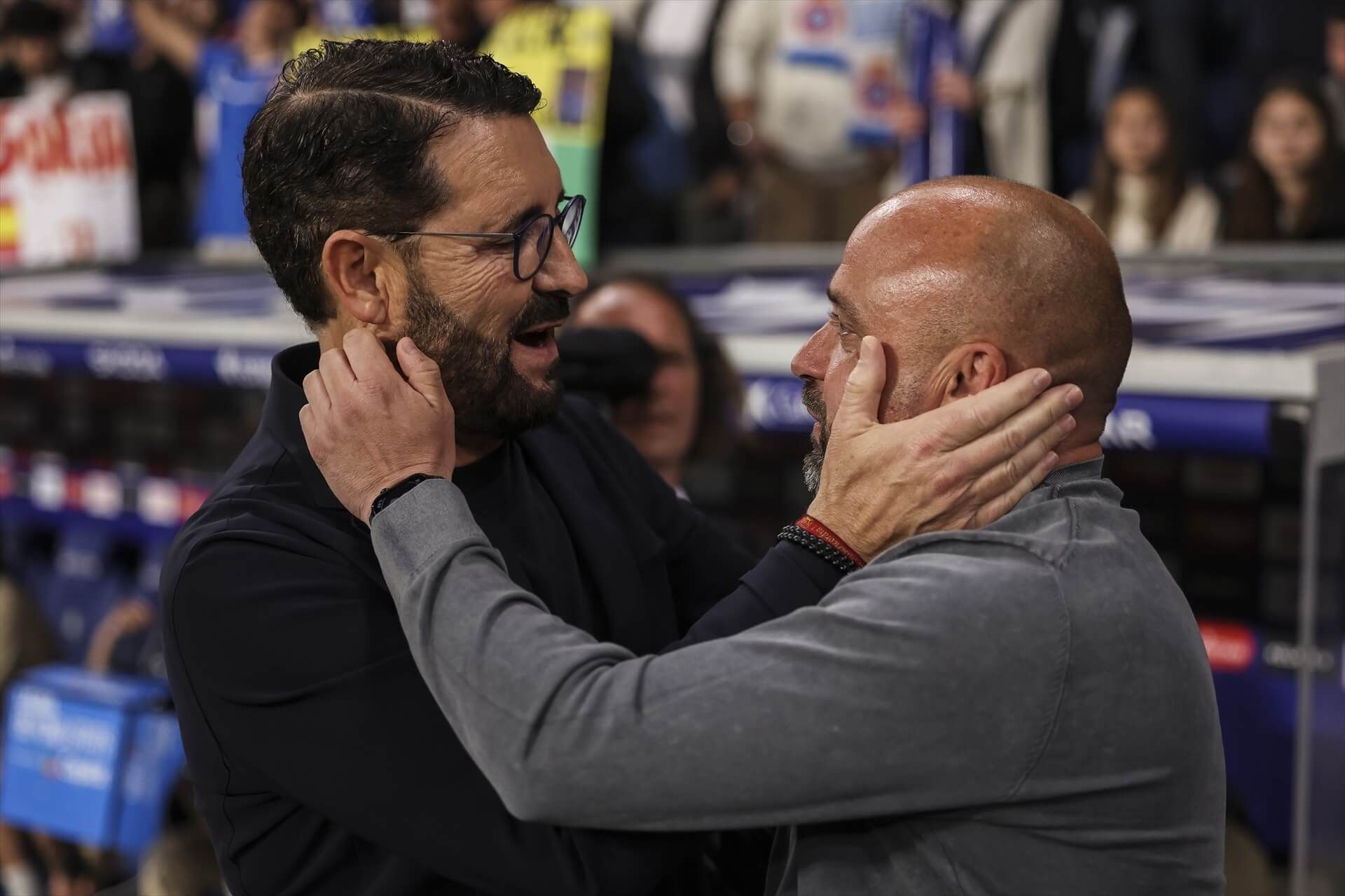  José Bordalás y Manolo González, en el Espanyol-Getafe (FOTO: Europa Press).