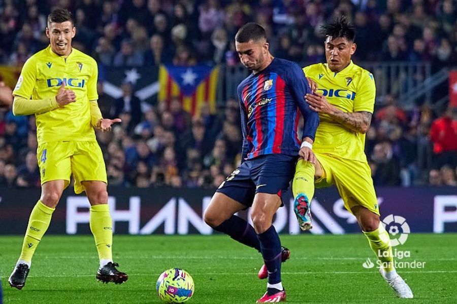 Ferran Torres, durante el Barça-Cádiz (Foto: LaLiga). 
