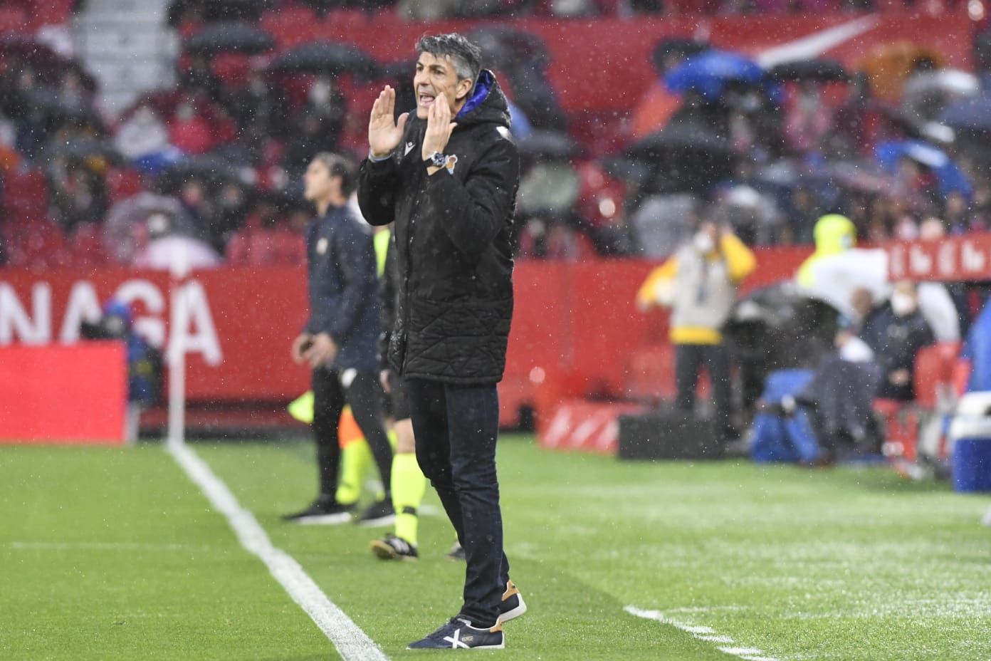 Imanol, durante el Sevilla FC-Real Sociedad.