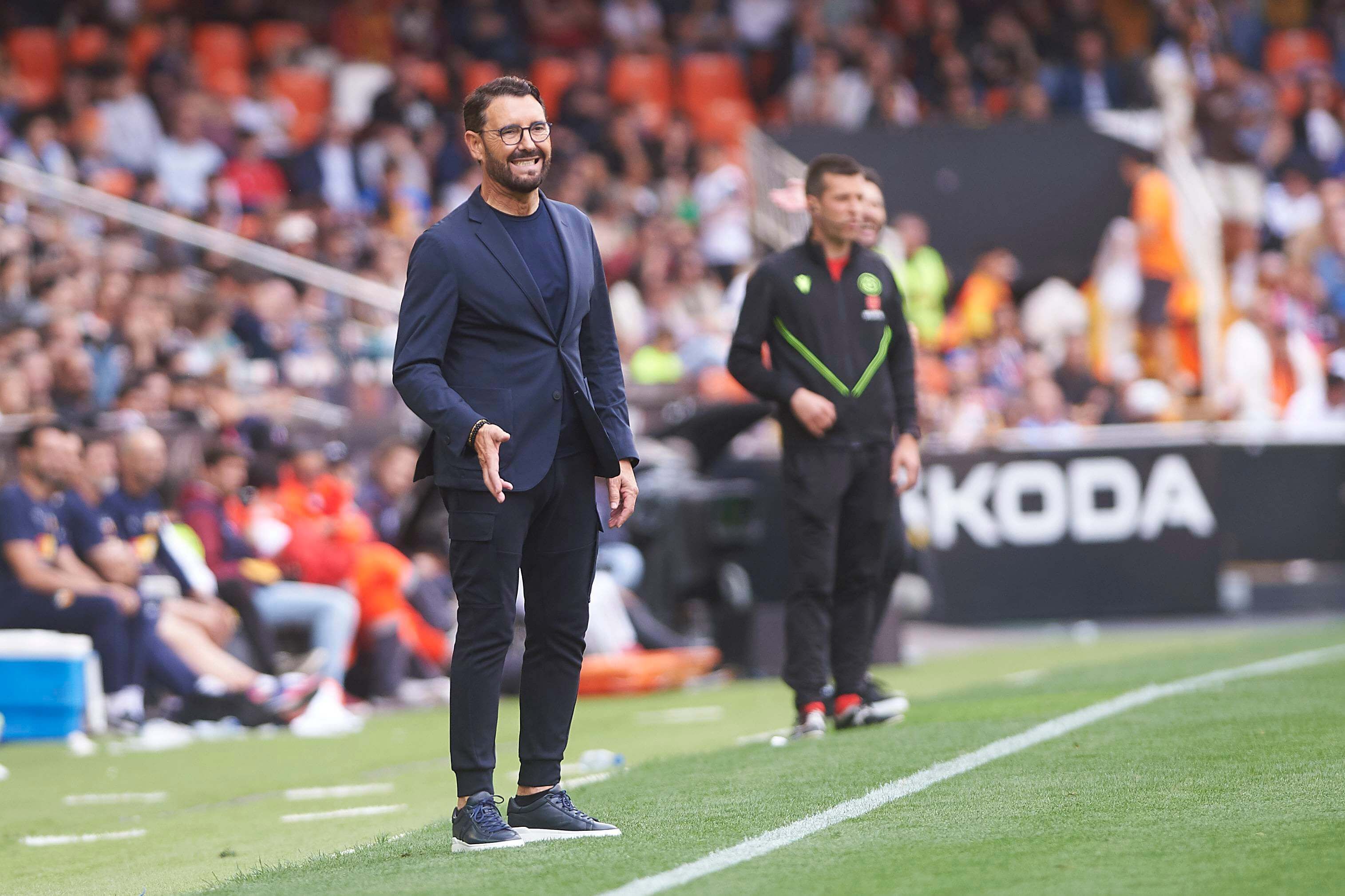 José Bordalás da instrucciones durante el Valencia-Getafe.