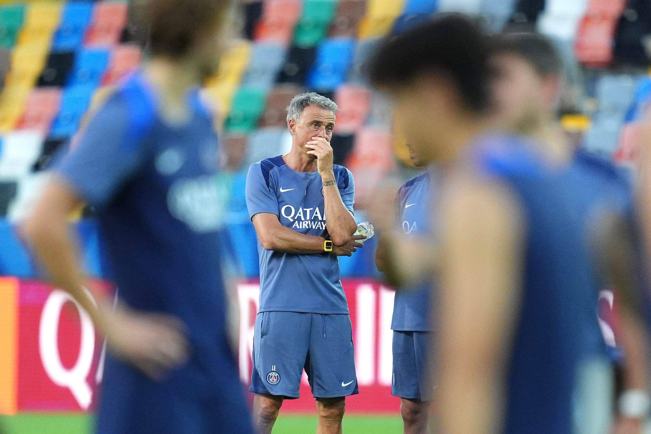 Luis Enrique, en un entrenamiento del PSG.