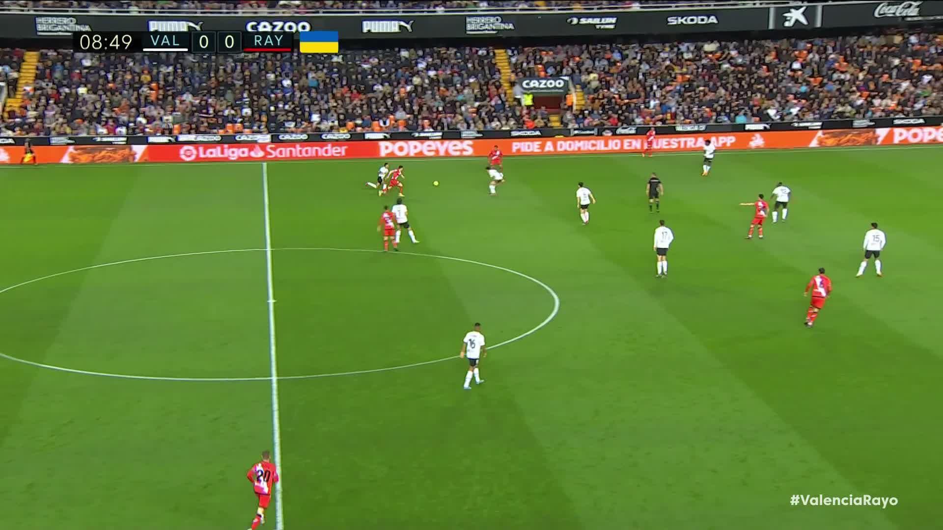 Valencia-Rayo Vallecano: 0-1 gol de Comesaña