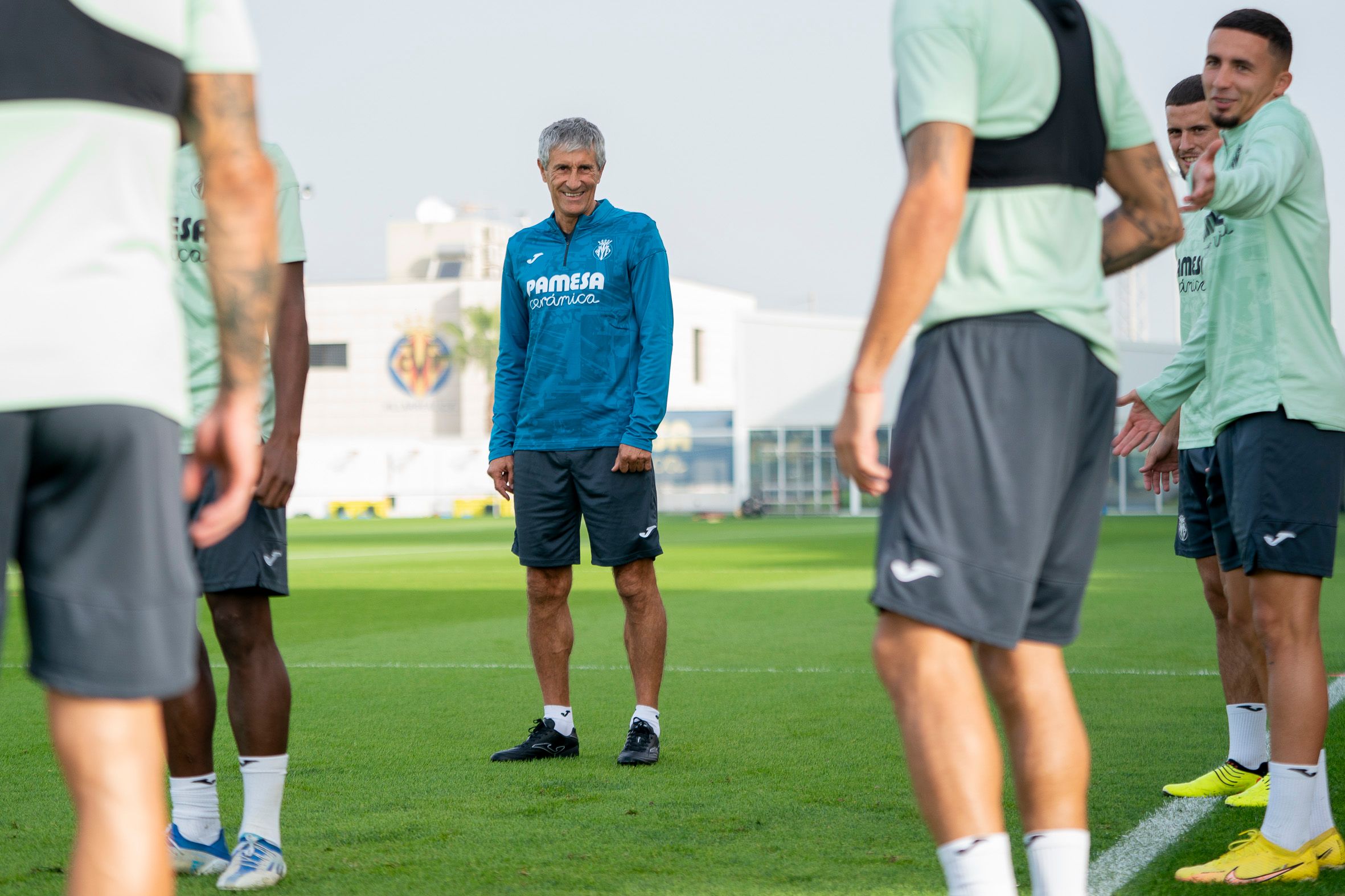  Quique Setién, en una sesión del Villarreal.