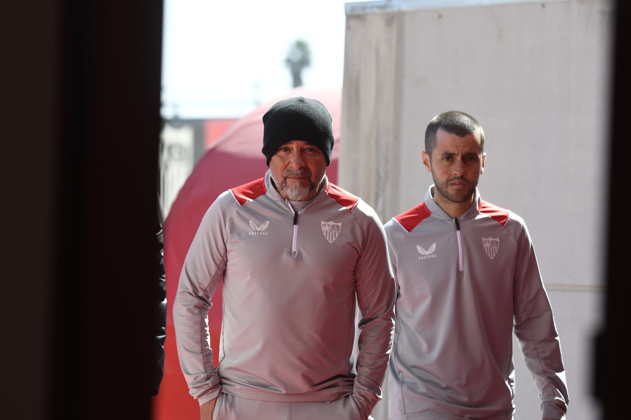  Sampaoli llega a la rueda de prensa previa al partido ante el Atlético.