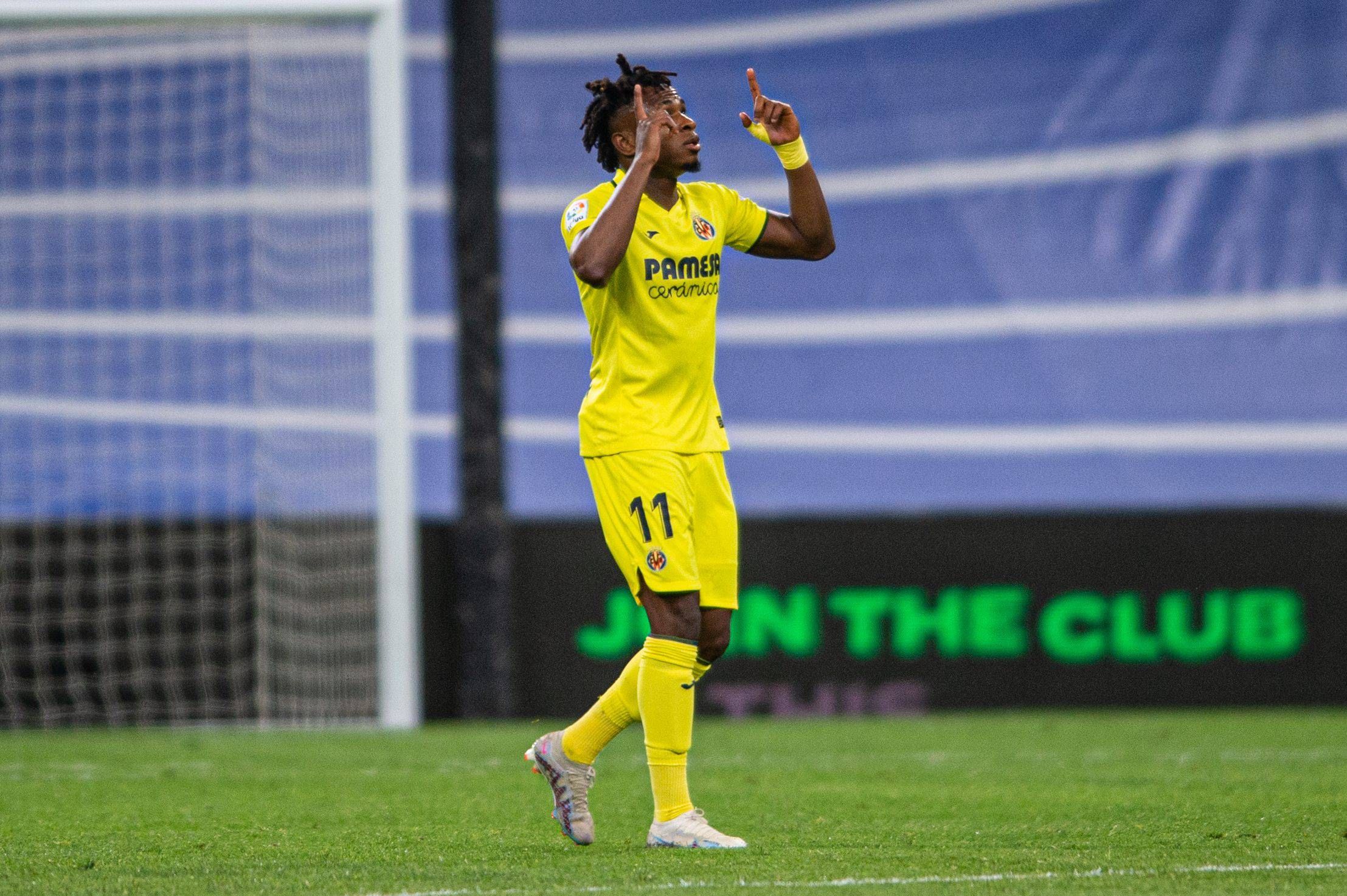  Samu Chukwueze celebra su gol en el Real Madrid-Villarreal.