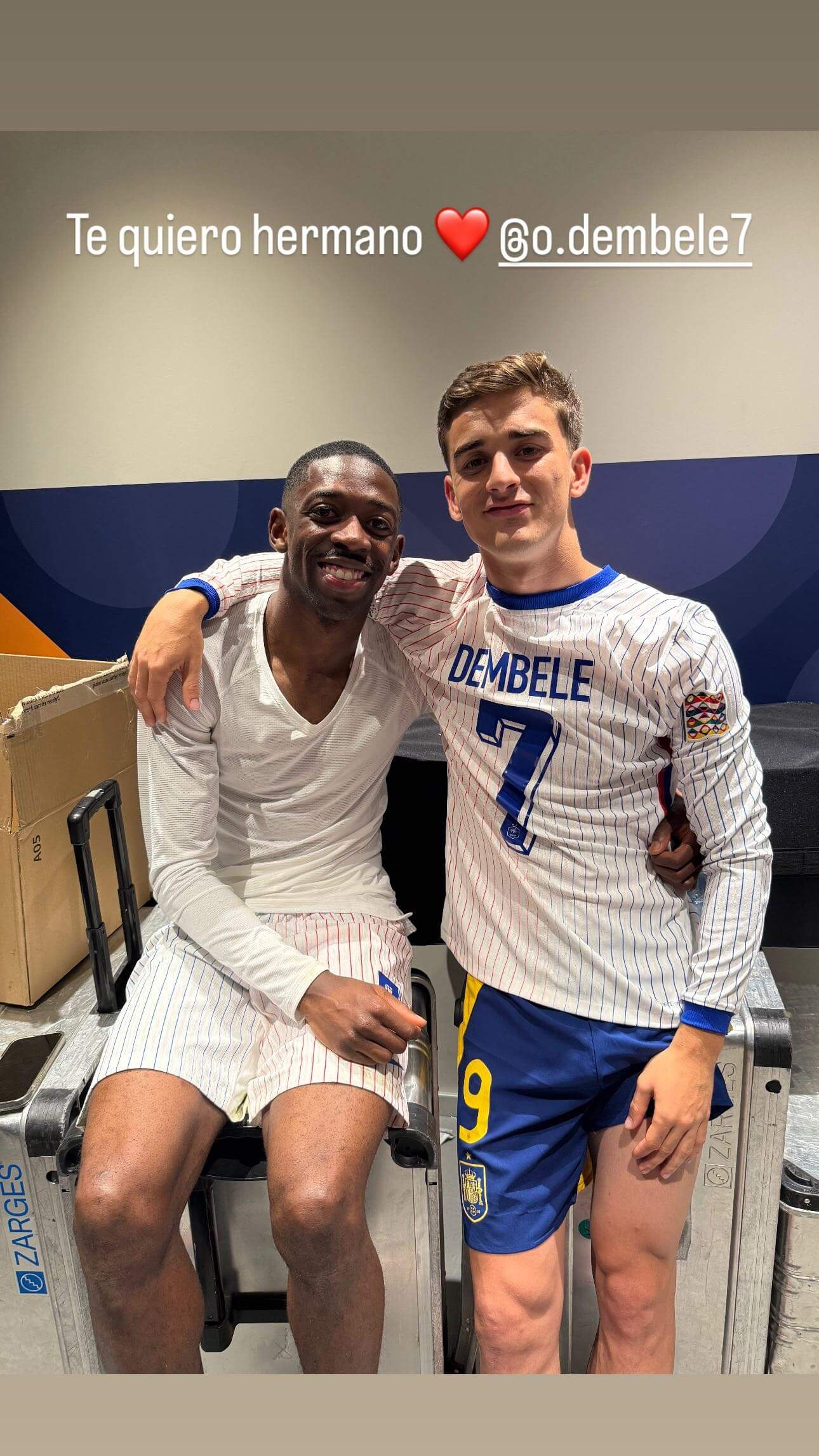 Dembélé y Gavi tras el partido (Instagram: @pablogavi)