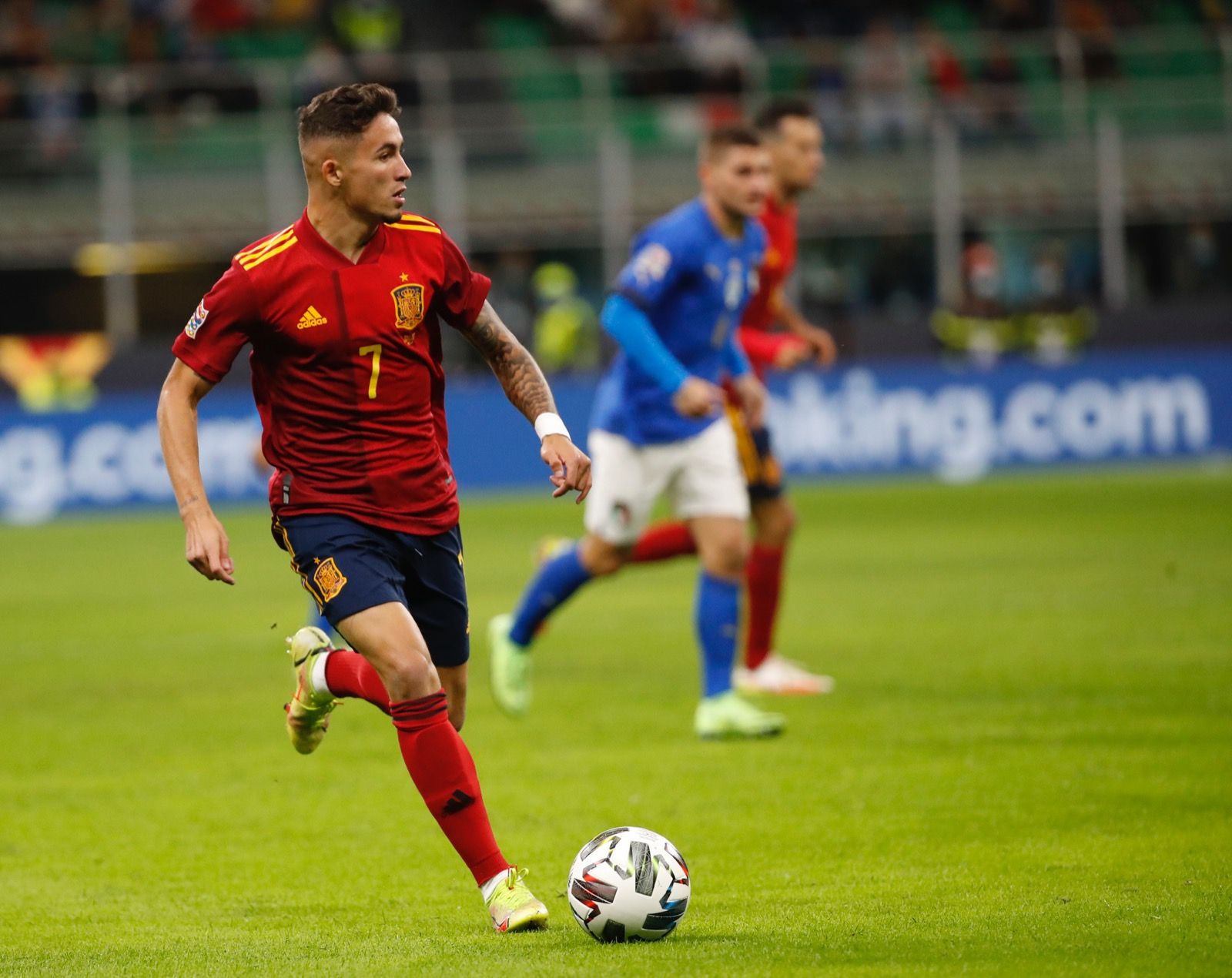 Yeremy Pino en su debut con la selección absoluta de España.
