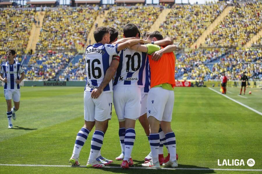 Celebración del gol de Oyarzabal ante Las Palmas.