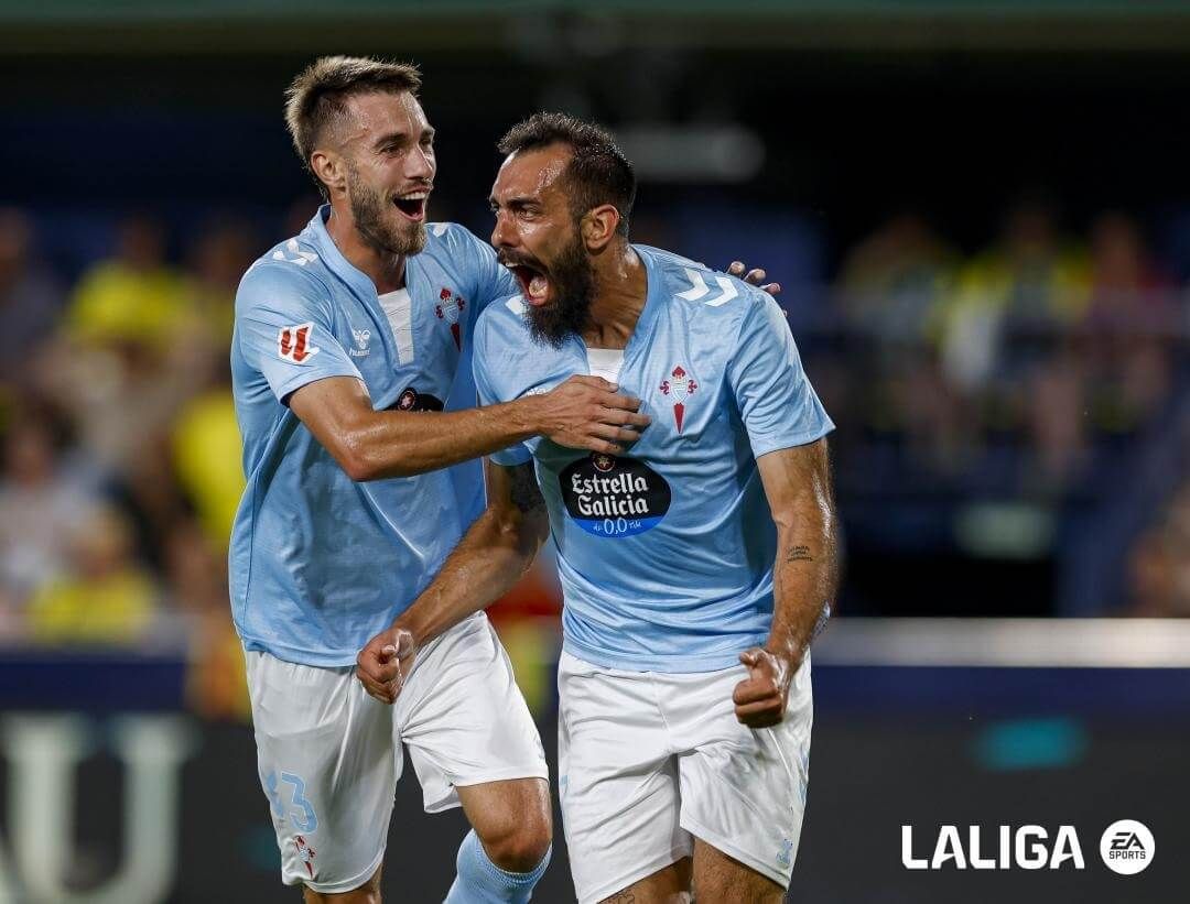  Borja Iglesias celebra su primer gol con la camiseta del Celta.