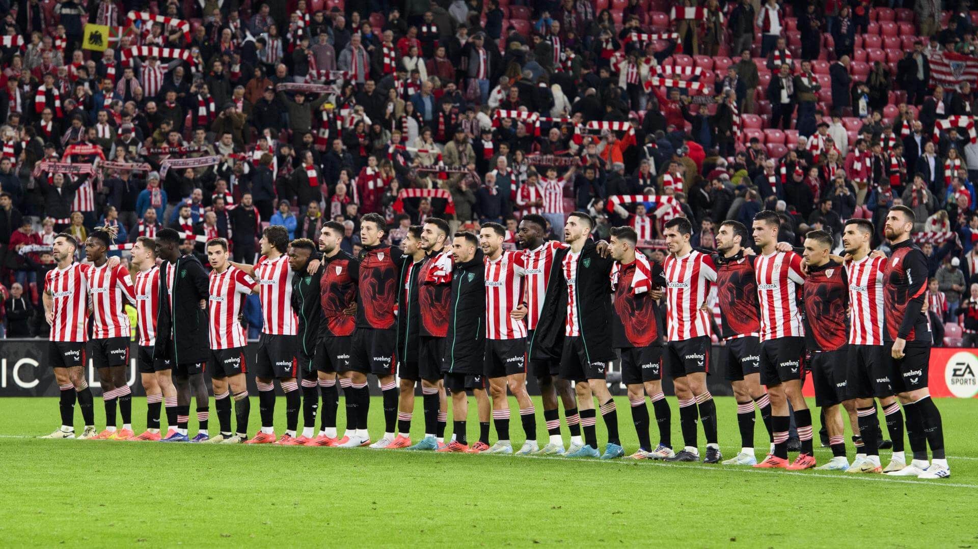  Celebración de la victoria ante el Real Madrid en San Mamés.