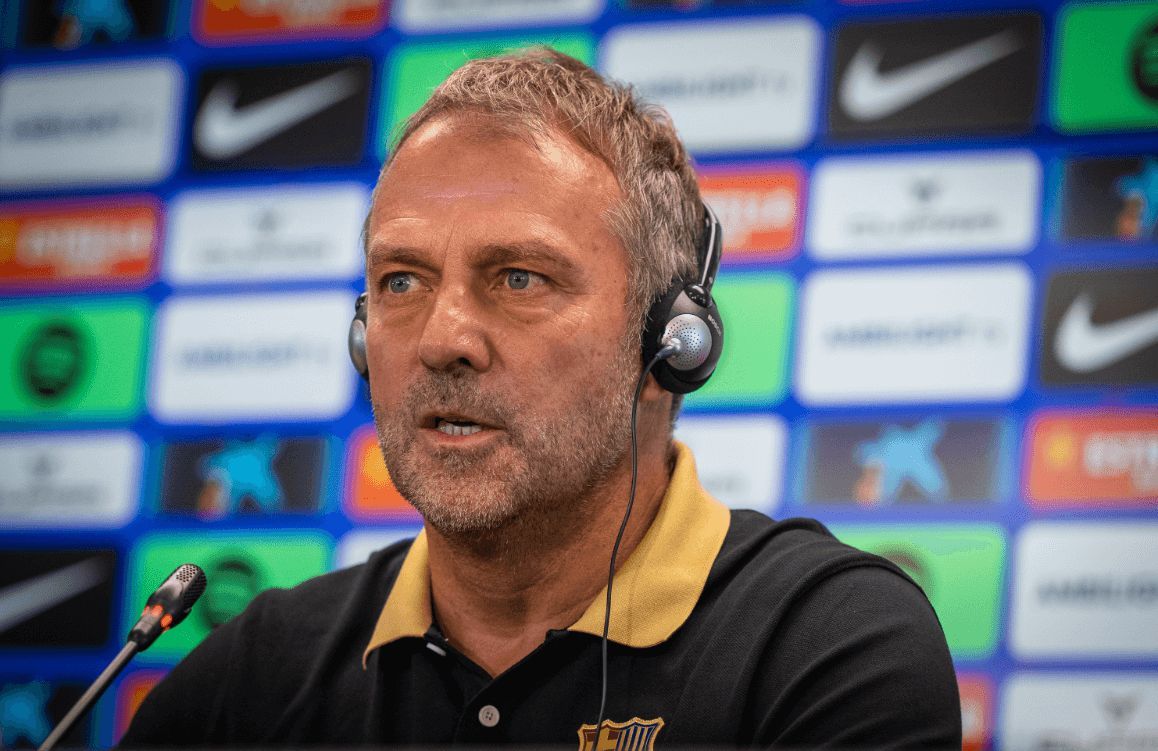 Hansi Flick, en rueda de prensa del Barcelona.