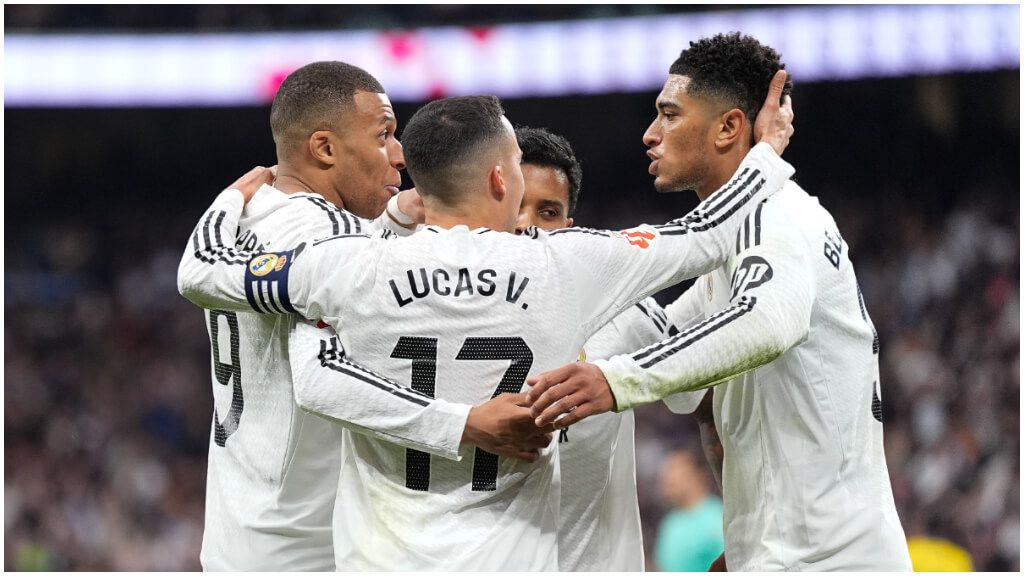 El Real Madrid celebrando un gol ante Las Palmas.
