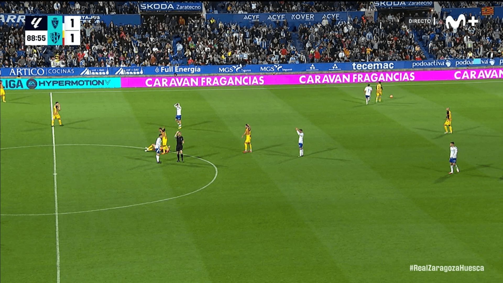  Jordi Martín, lesionado en el Real Zaragoza-Huesca.