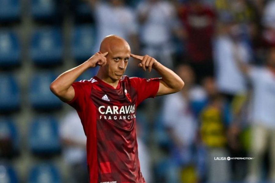 Mollejo celebra su gol ante el Real Zaragoza.