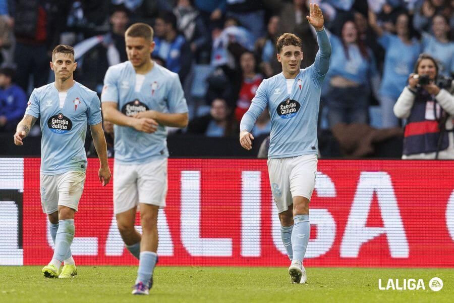 Pablo Durán celebra uno de sus goles a la Real Sociedad (Foto: LaLiga).