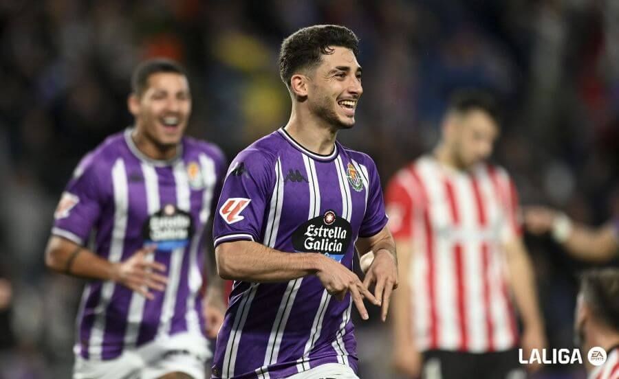 Raúl Moro celebra su gol ante el Athletic.