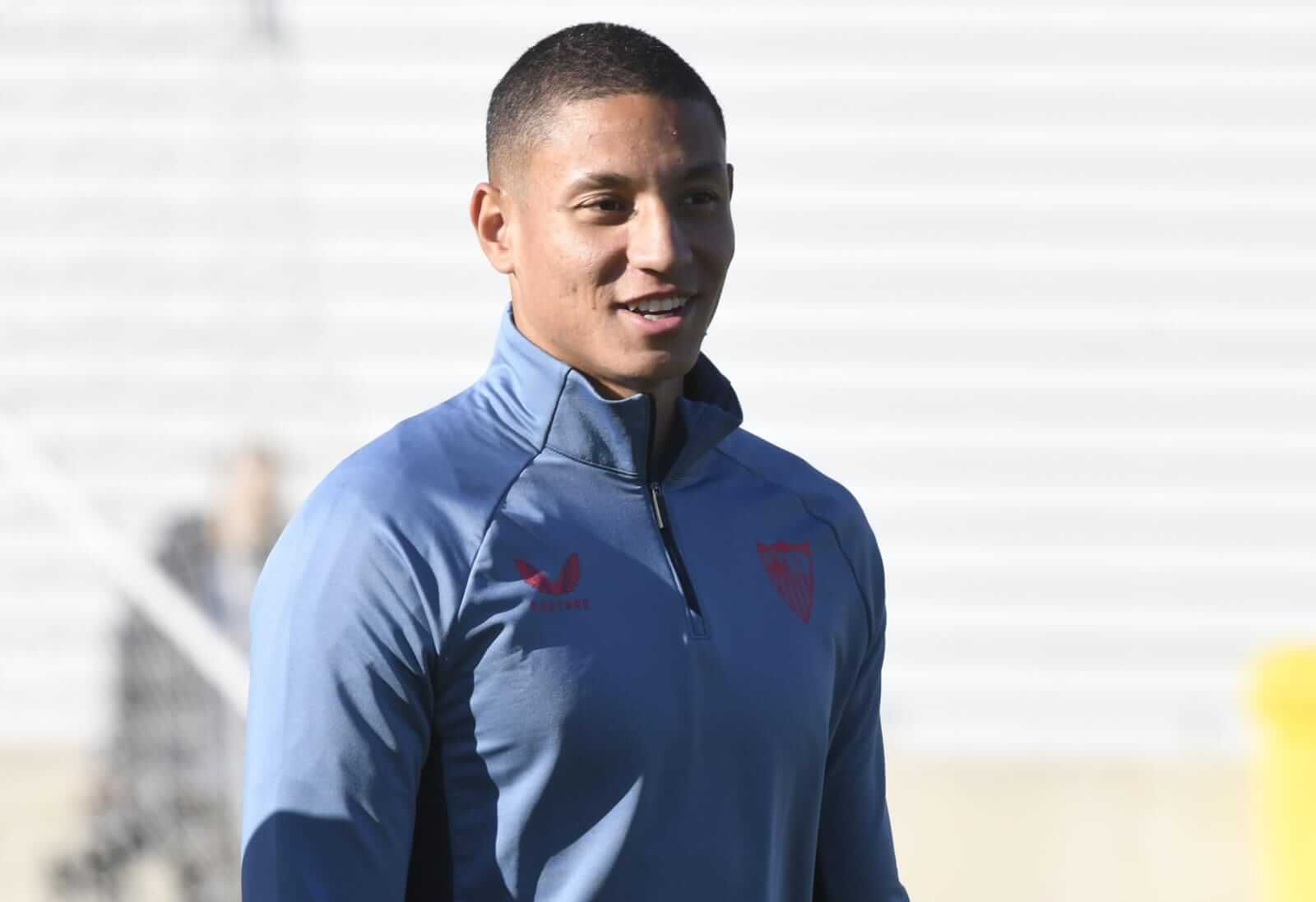  Mateo Mejía, jugador del Sevilla, durante la sesión del martes.