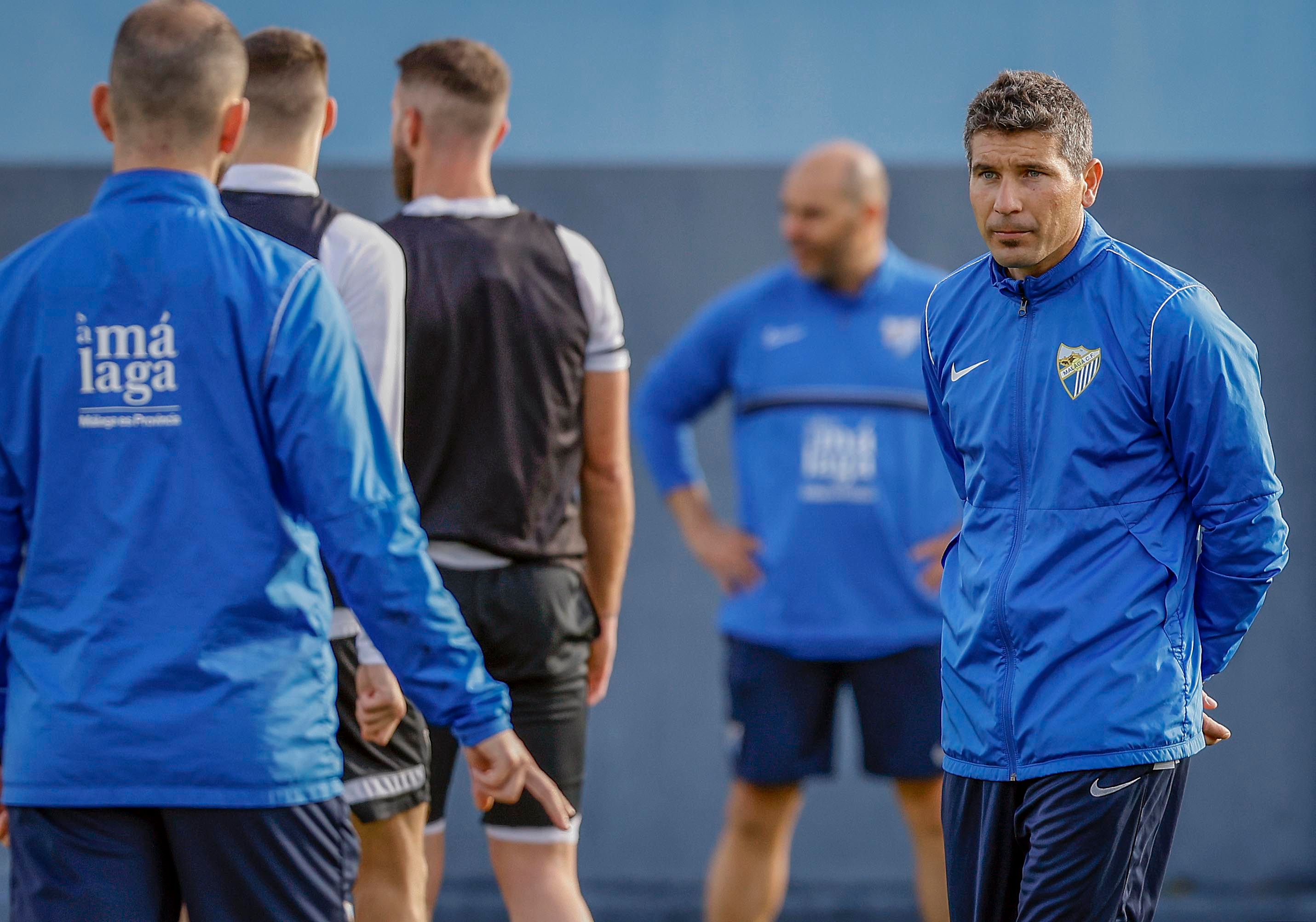 Funes, en su primer entrenamiento con el primer equipo del Málaga.