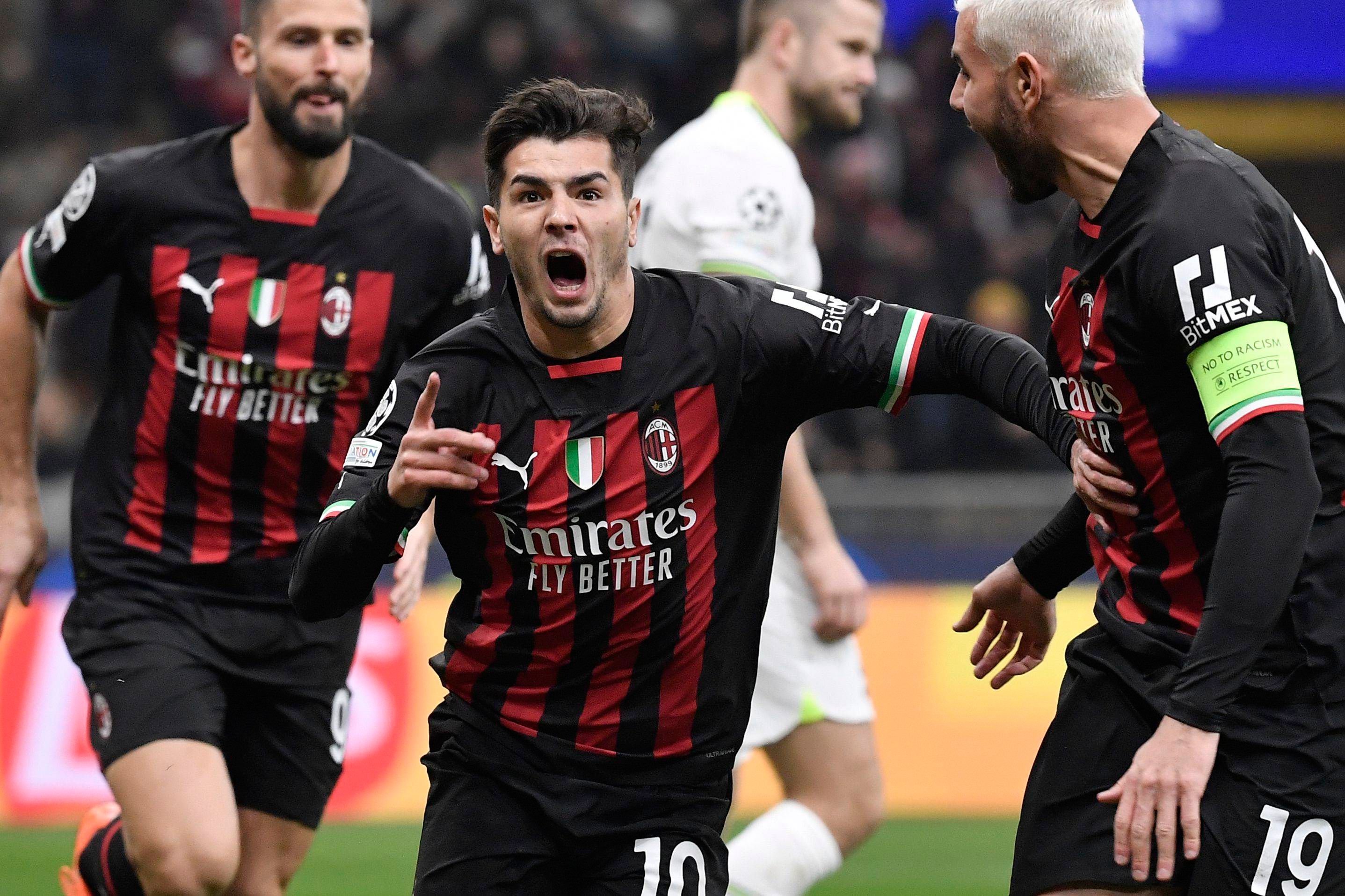 Brahim celebra su gol en el Milan-Tottenham (FOTO: Cordón Press).