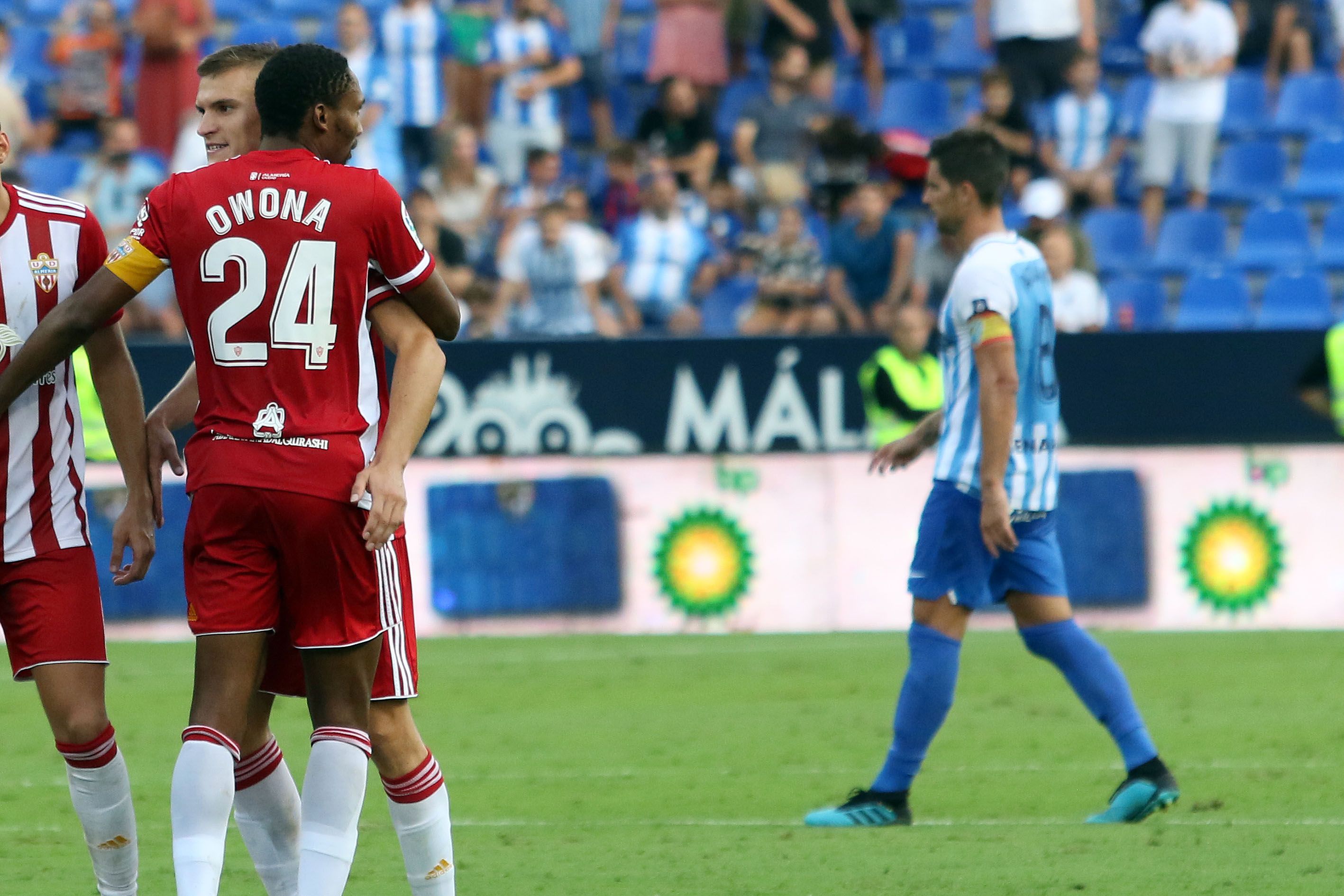 Adrián, durante el Málaga-Almería.