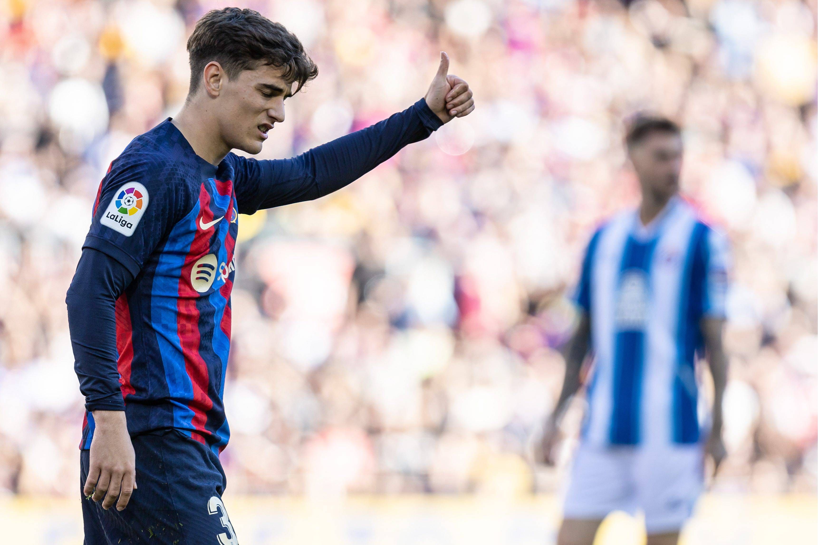 Gavi, durante el Barça-Espanyol (Foto: Cordon Press). 