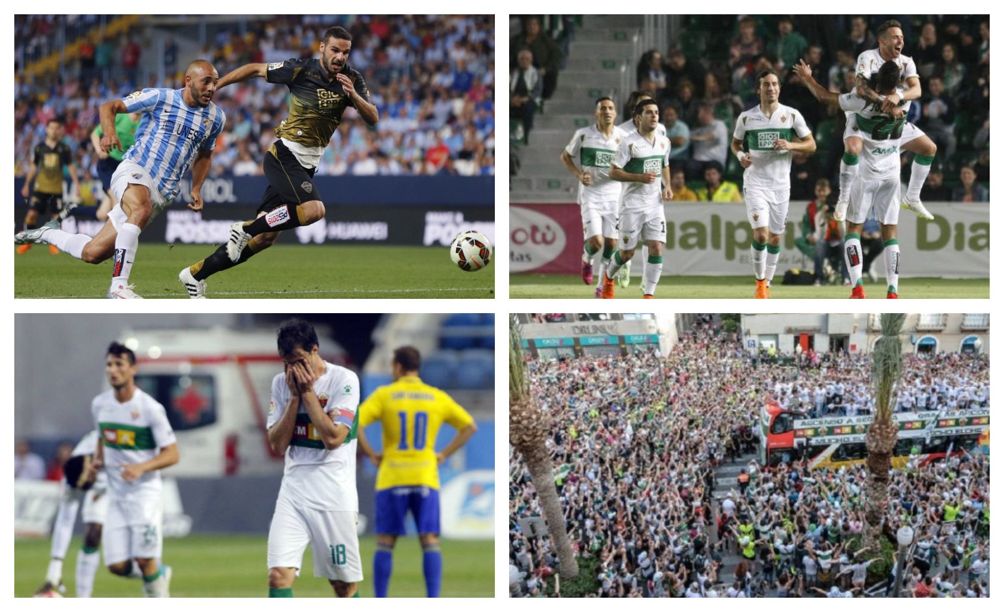 Imágenes que describen la trayectoria reciente del Elche.