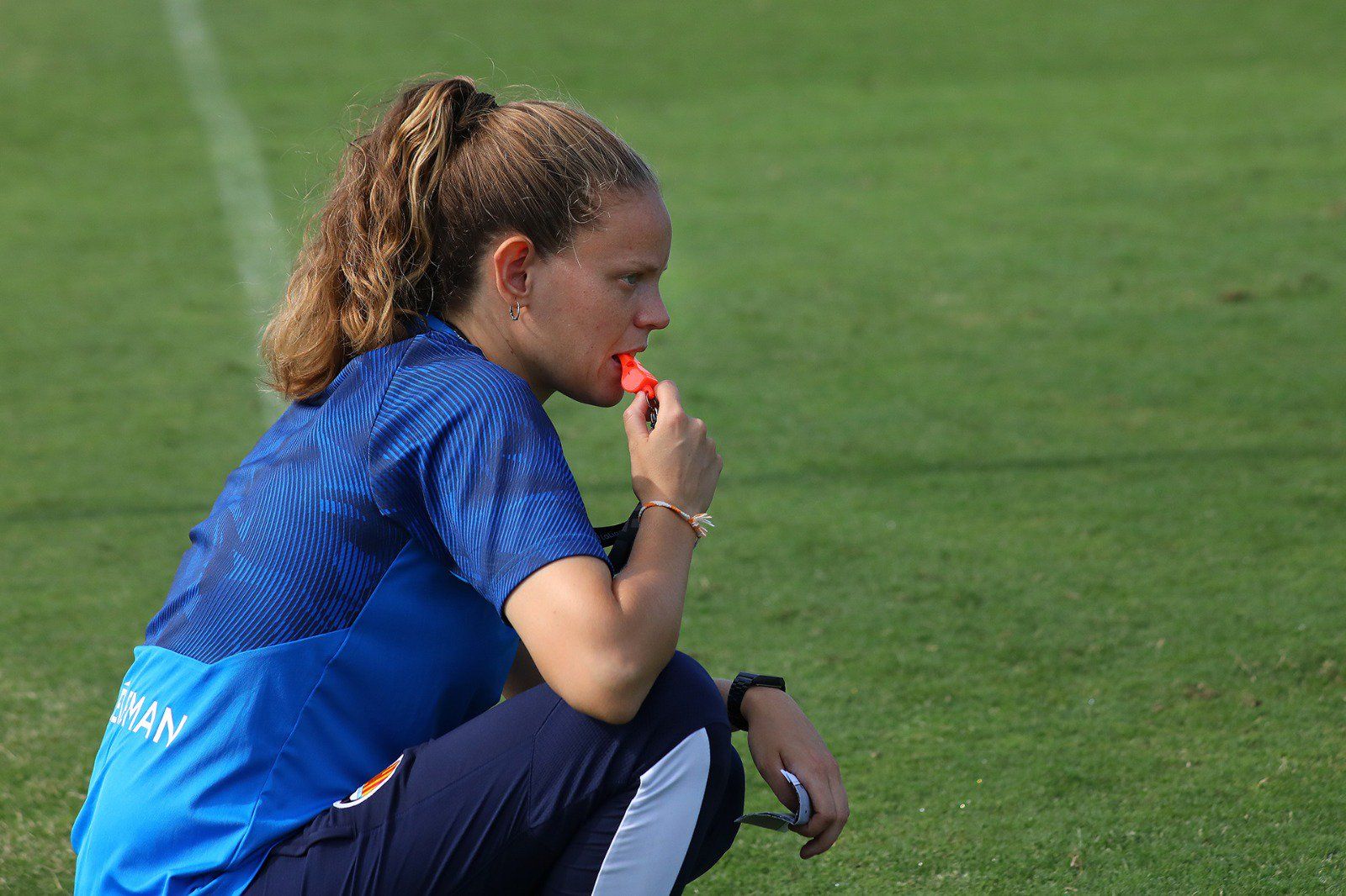 Irene Ferreras en un entrenamiento con el Valencia CF Femenino