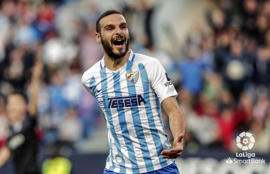 Lombán celebra su gol ante el Racing.