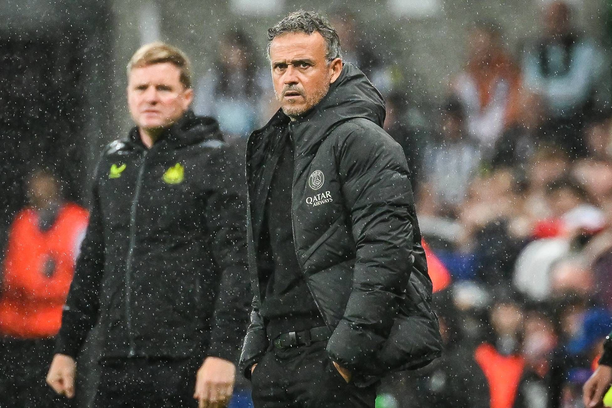 Luis Enrique, durante el Newcastle-PSG.
