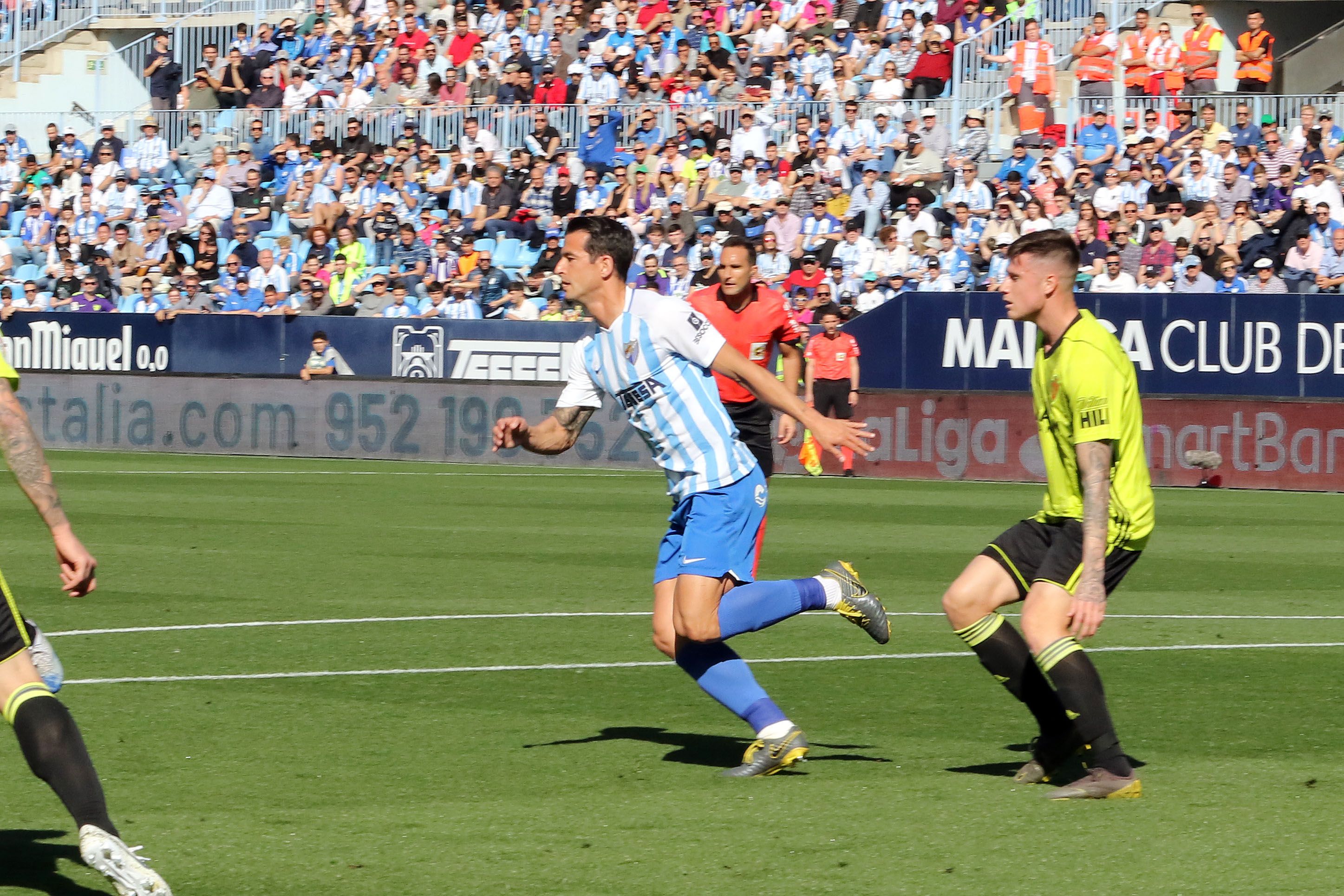  Luis Hernández, durante el Málaga-Zaragoza.