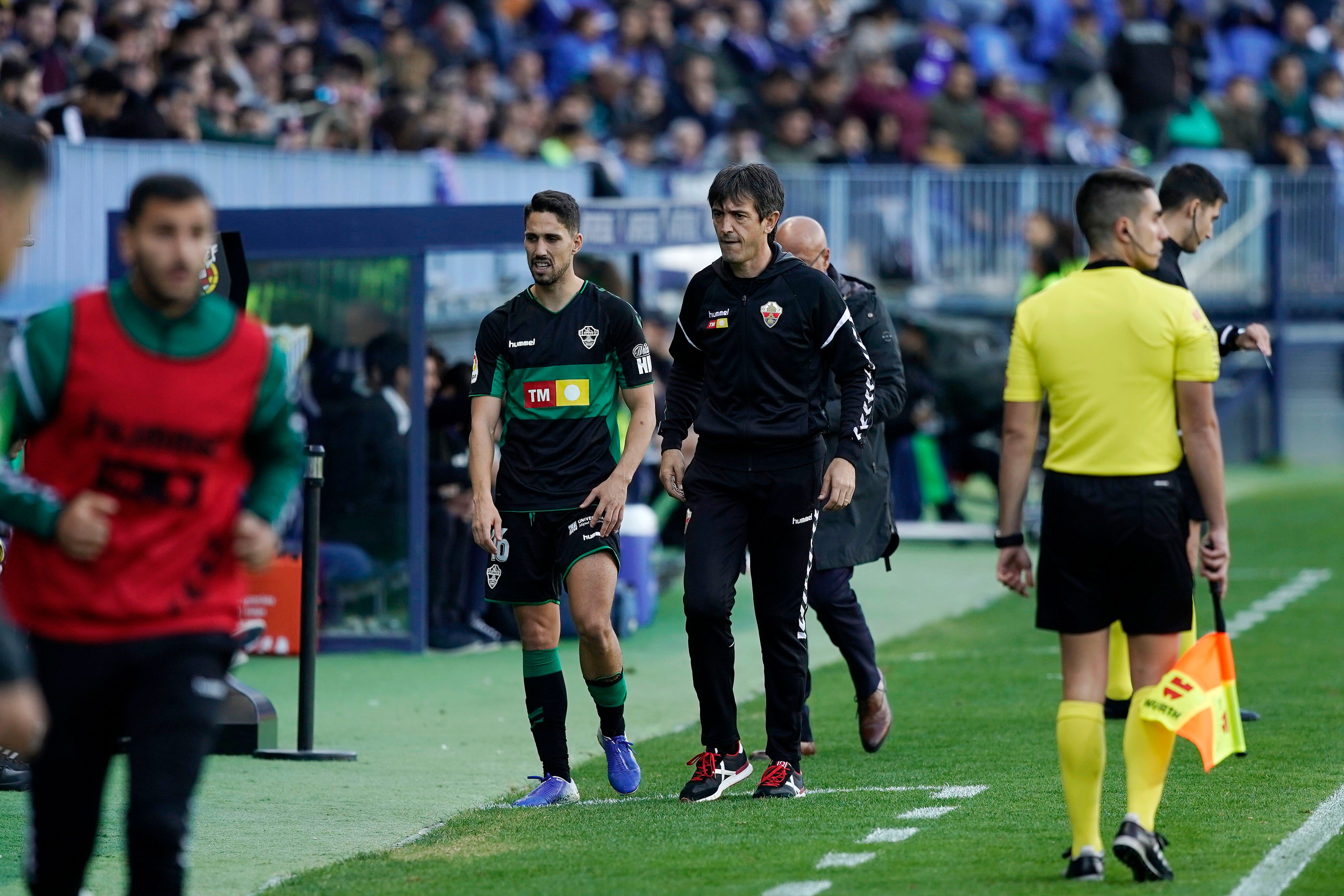  Pacheta, durante el Málaga-Elche en La Rosaleda.