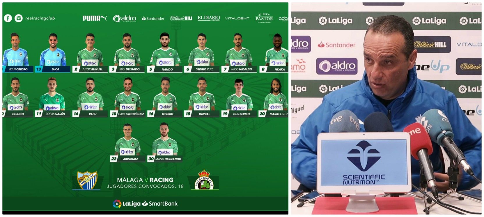  La convocatoria del Racing y Oltra.